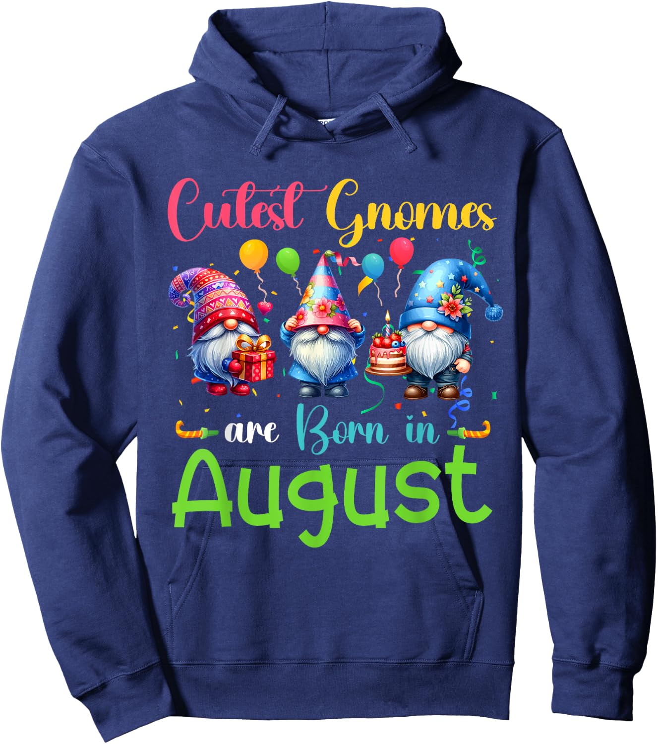 Cutest Gnomes Costume August Birthday Colorful Funny Party Hoodie - Hoodie | Navy