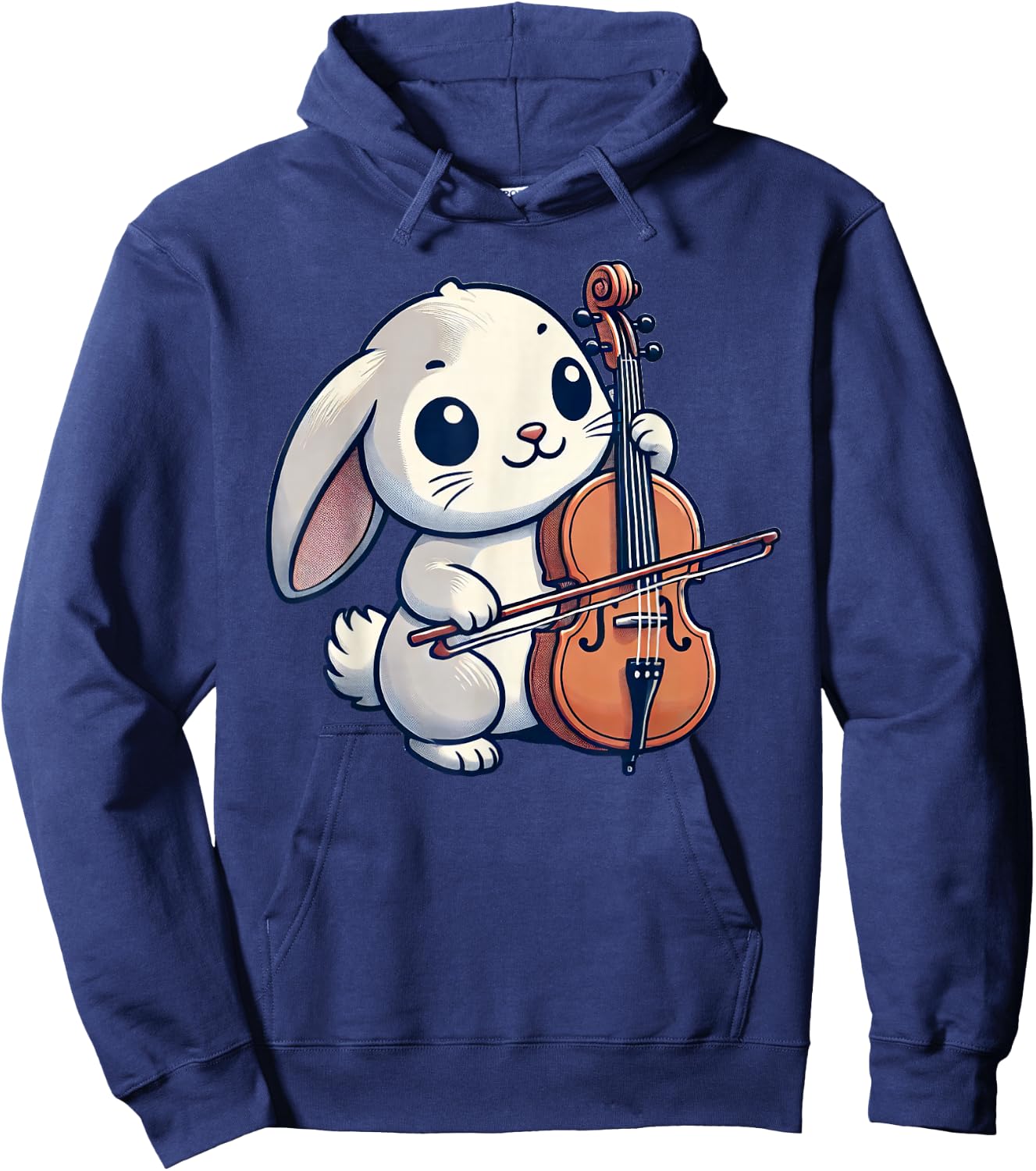Cute Rabbit Bunny Playing Cello Rabbits Musician Music Hoodie - Hoodie | Navy