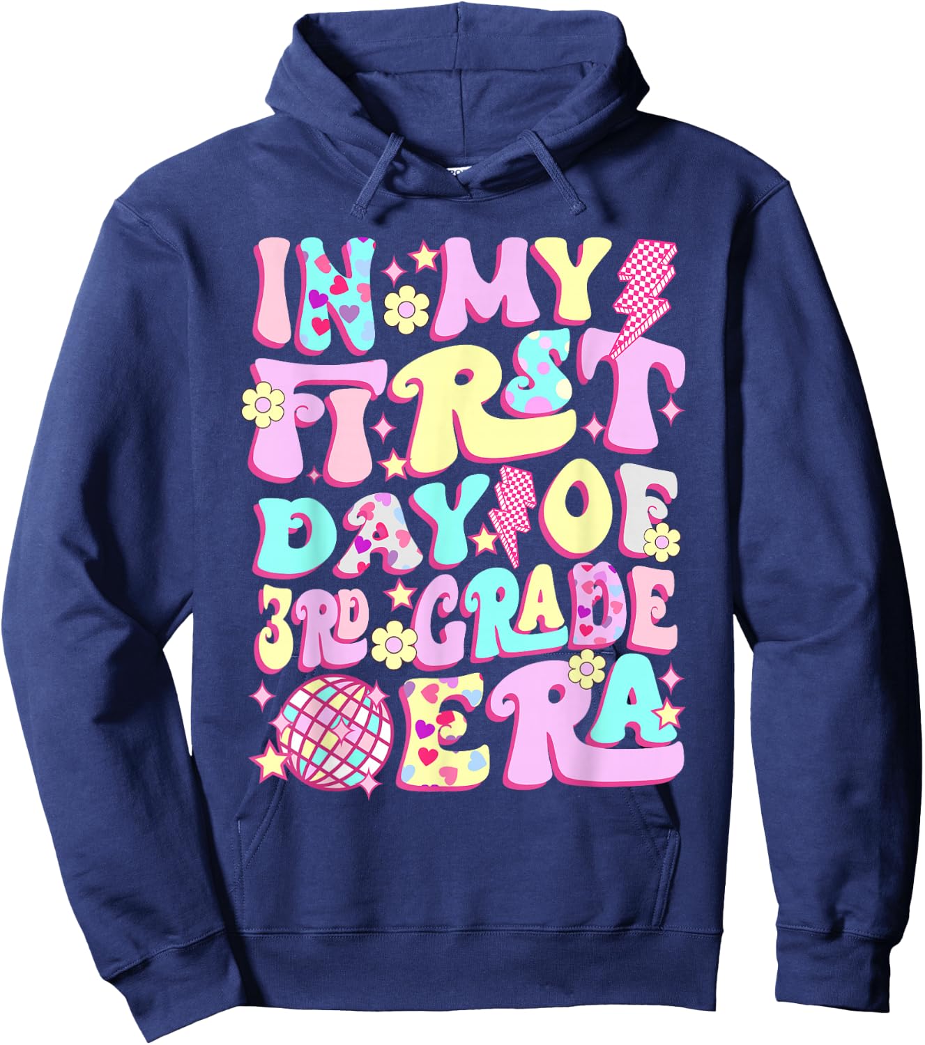 Groovy In My First Day 3rd Grade Era Back To School Girls Hoodie - Hoodie | Navy