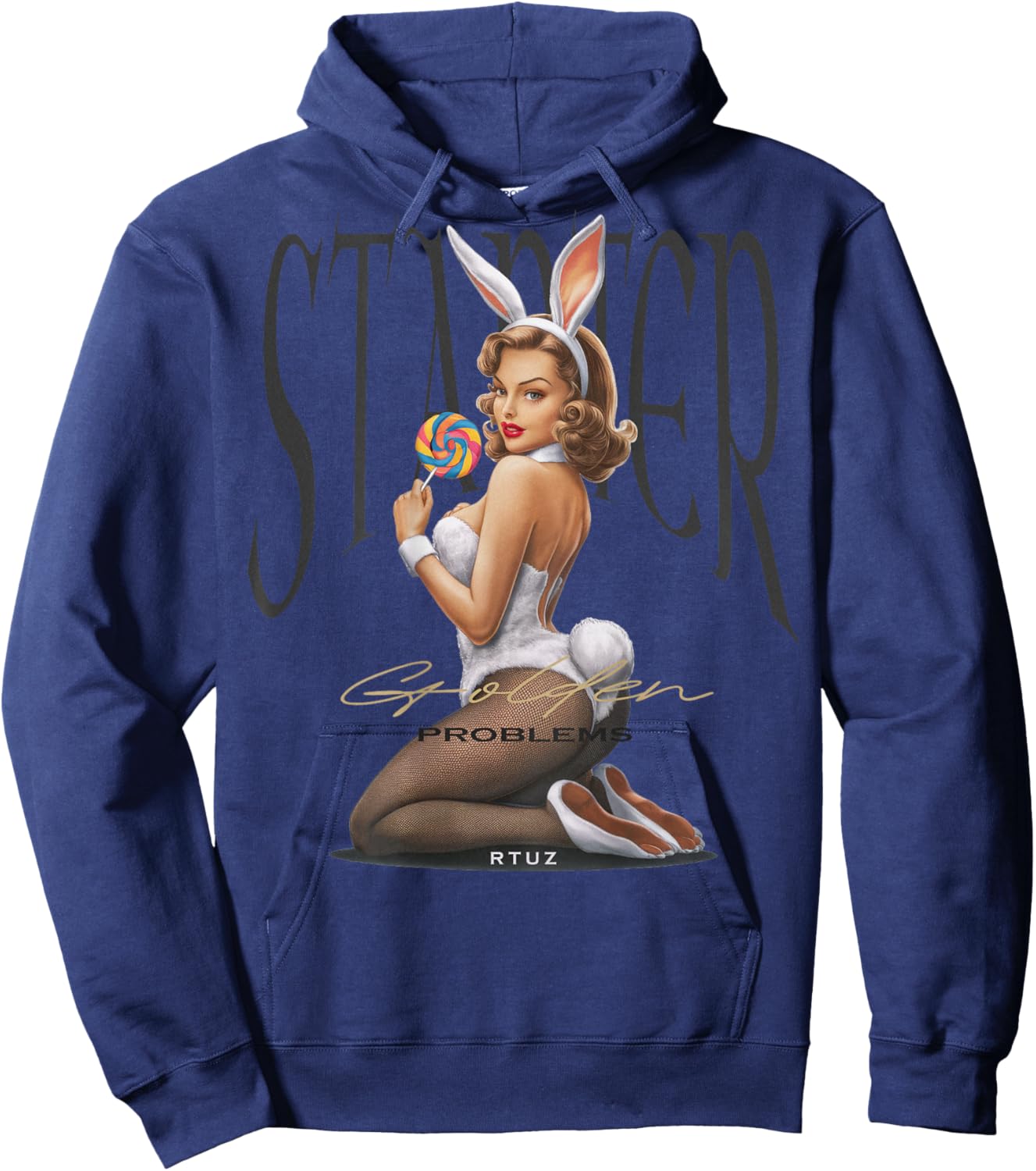 Hip Hop Vintage Hipster Edgy Urban Y2K Back Print Streetwear Hoodie - Hoodie | Navy