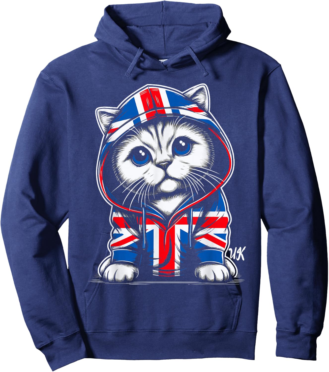 Cat UK British Flag England Hoodie - Hoodie | Navy