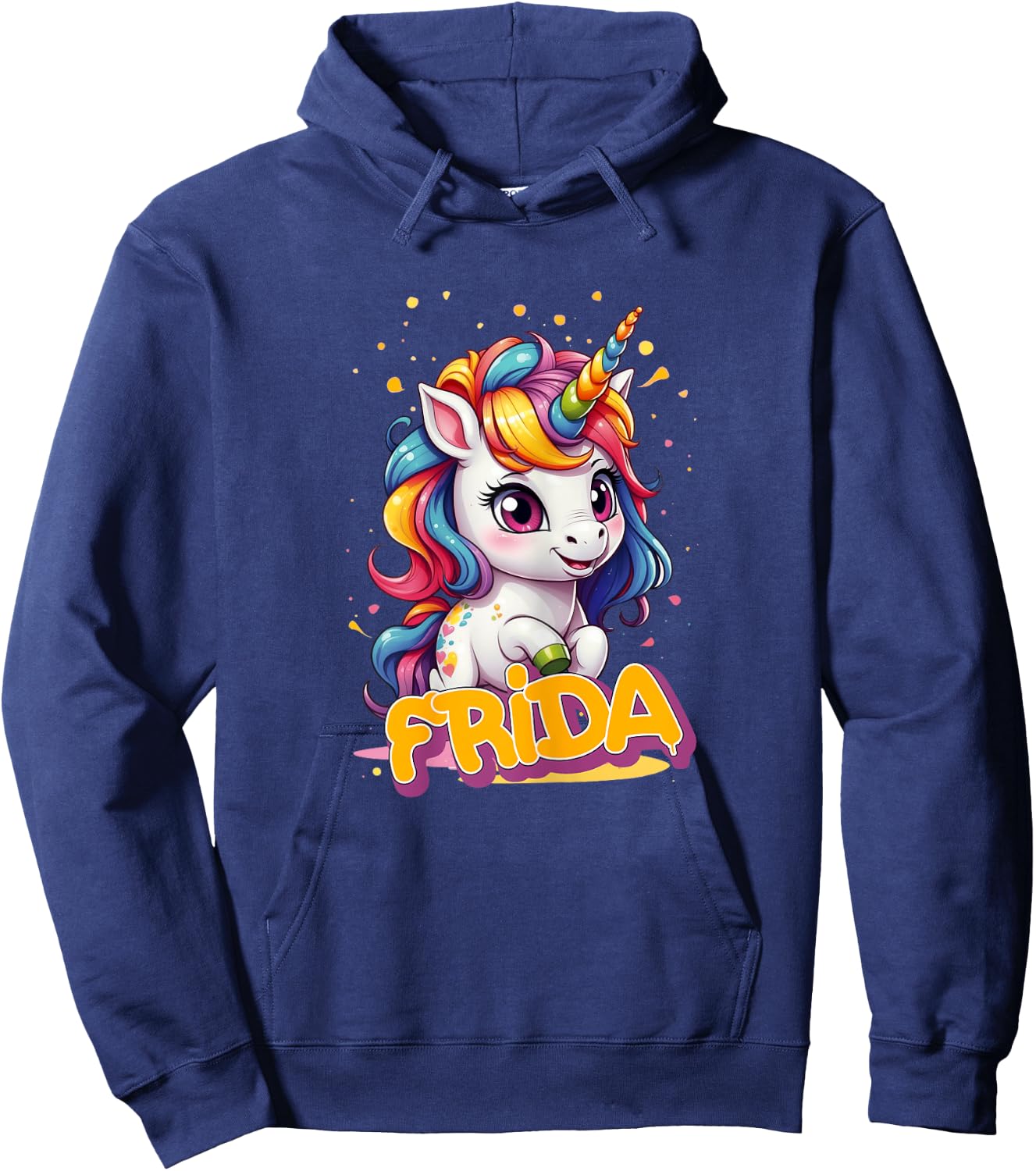FRIDA - Adorable girl name with beautiful Unicorn Hoodie - Hoodie | Navy