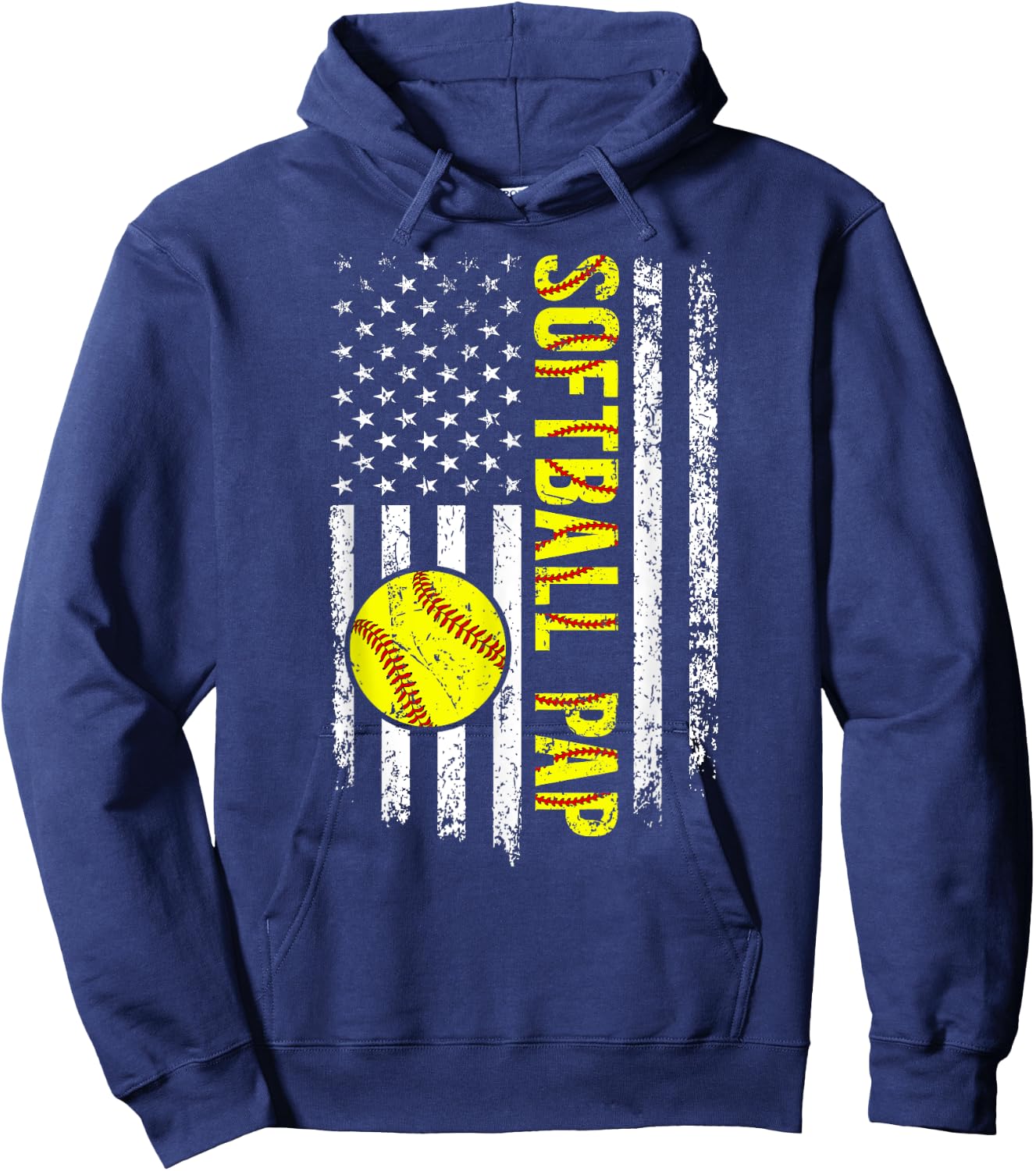 Softball Pap Grandpa US Flag Pap Of A Softball Player Pap Hoodie - Hoodie | Navy