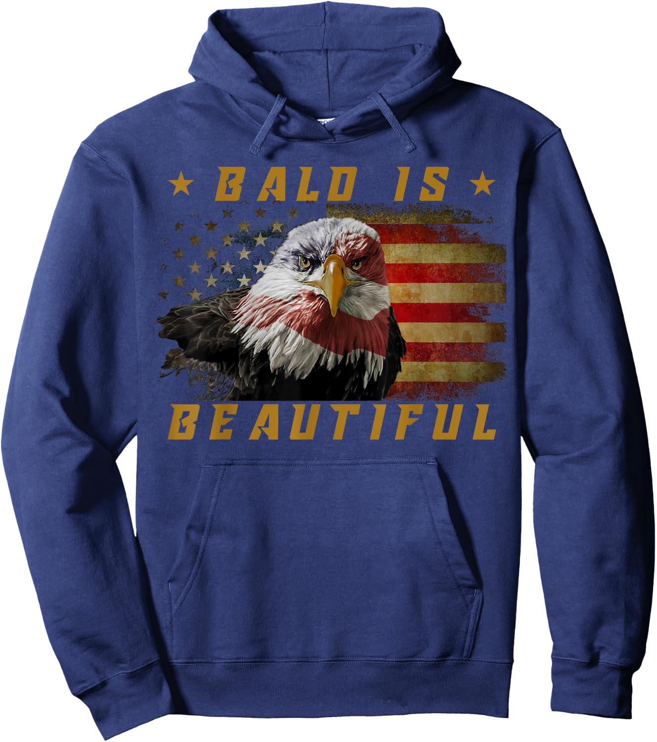 Bald Is Beautiful 4th of July Independence Day USA Eagle Hoodie - Hoodie | Navy