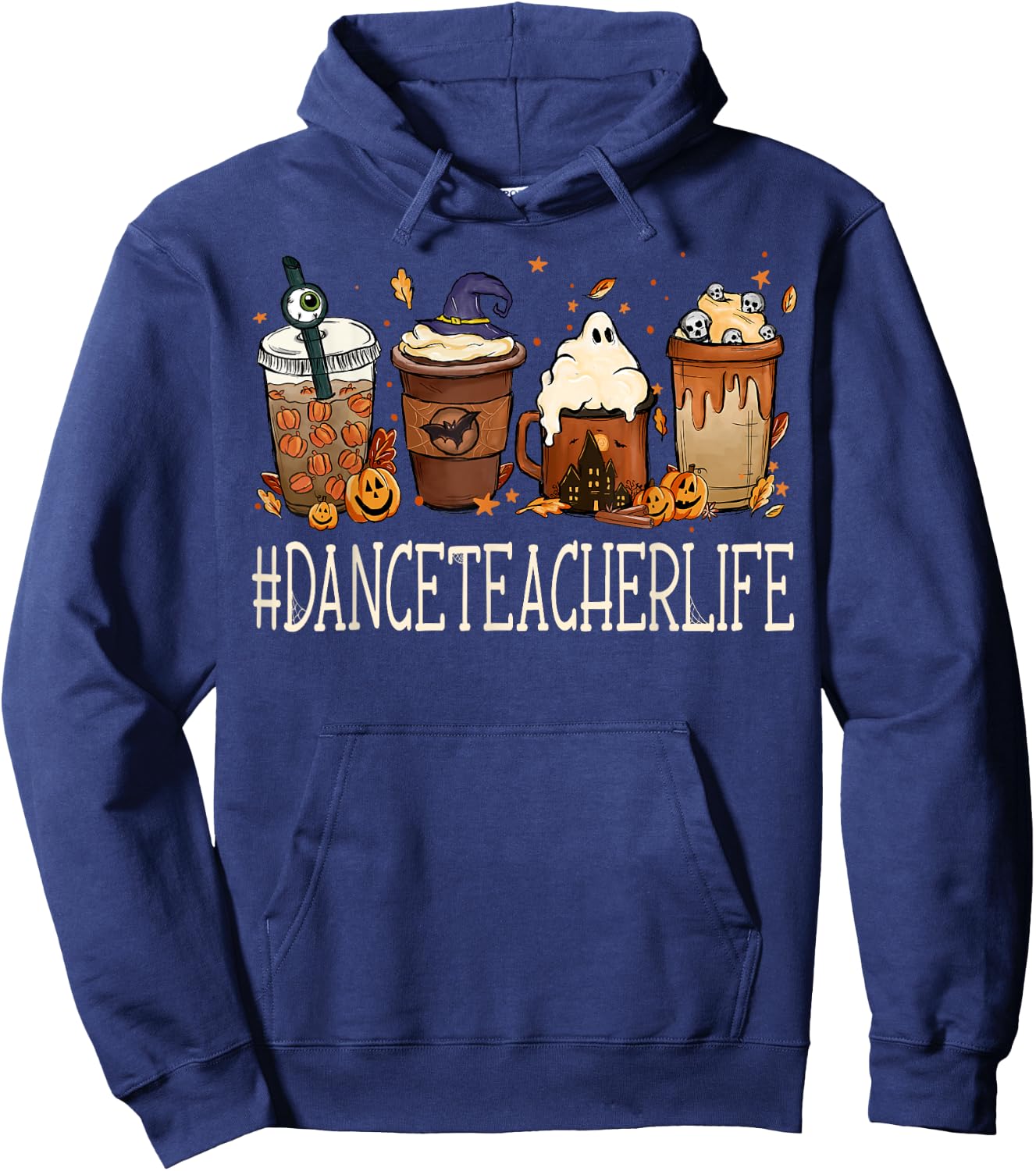 Dance Teacher Horror Fall Coffee Spooky Halloween Pumpkin Hoodie - Hoodie | Navy