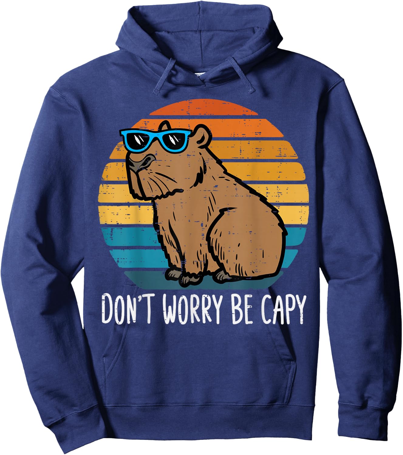 Dont Worry Be Capy Capybara Retro Men Boys Kids Youth Women Hoodie - Hoodie | Navy