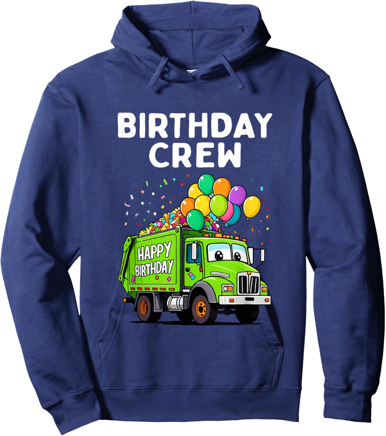 Birthday Crew Boys Garbage Truck Bday Family Matching Kids Hoodie - Hoodie | Navy