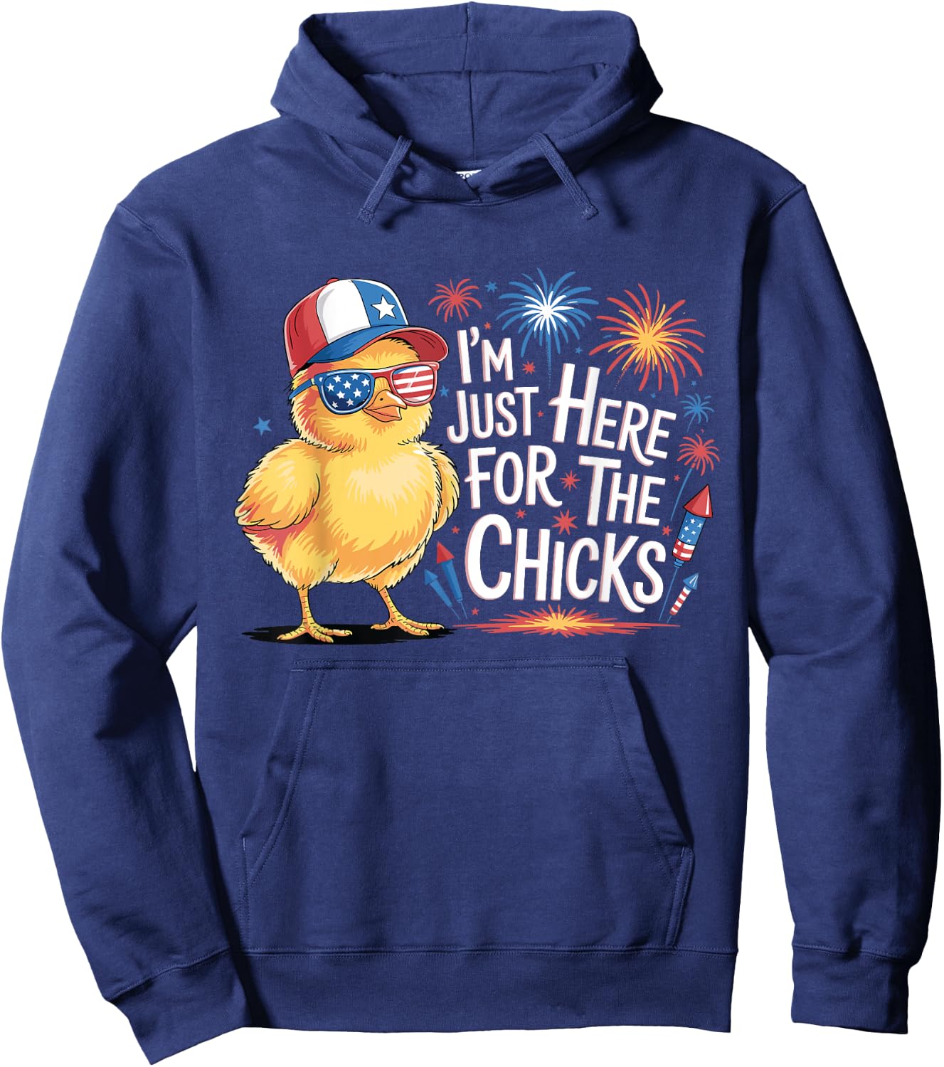 I'm Just Here For The Chicks Funny 4th Of July Men Boys Hoodie - Hoodie | Navy