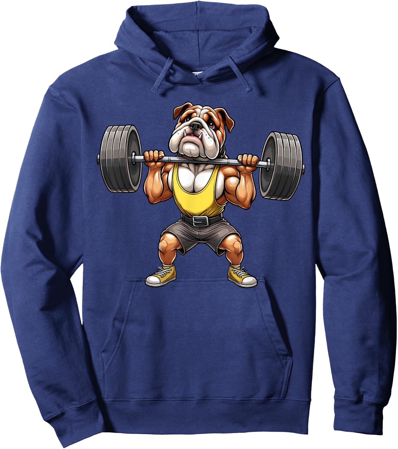 English Bulldog Weightlifting Fitness Gym Training Hoodie - Hoodie | Navy