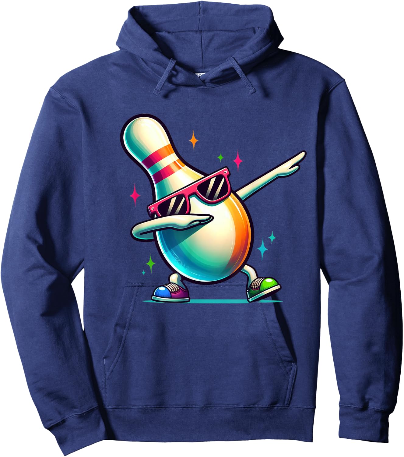 Bowling Pin Dabbing Sunglasses Bowler Player Kids Boys Men Hoodie - Hoodie | Navy