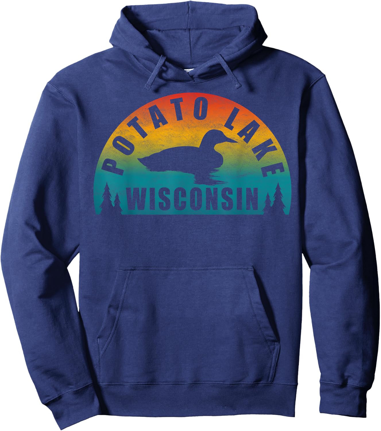 Potato Lake Northern Wisconsin Sunset Loon Hoodie - Hoodie | Navy
