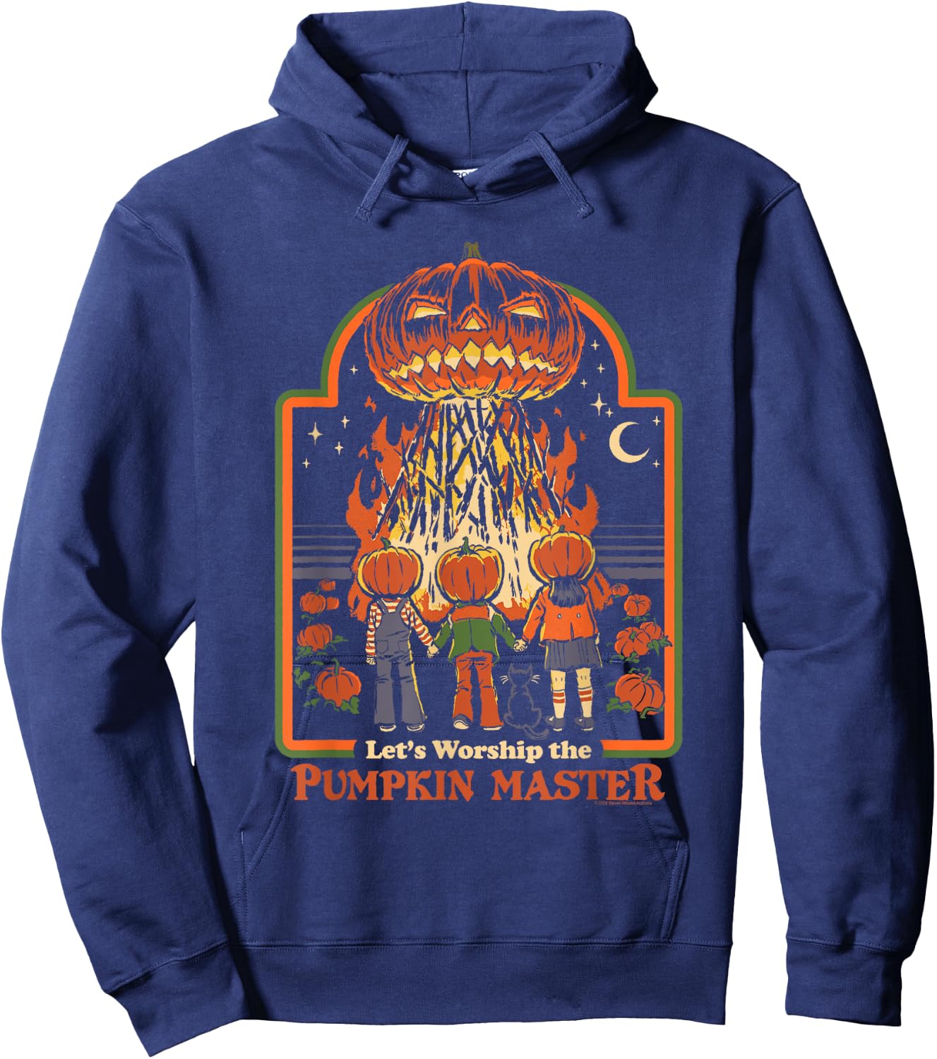Steven Rhodes Let's Worship The Pumpkin Master Dark Humor Hoodie - Hoodie | Navy