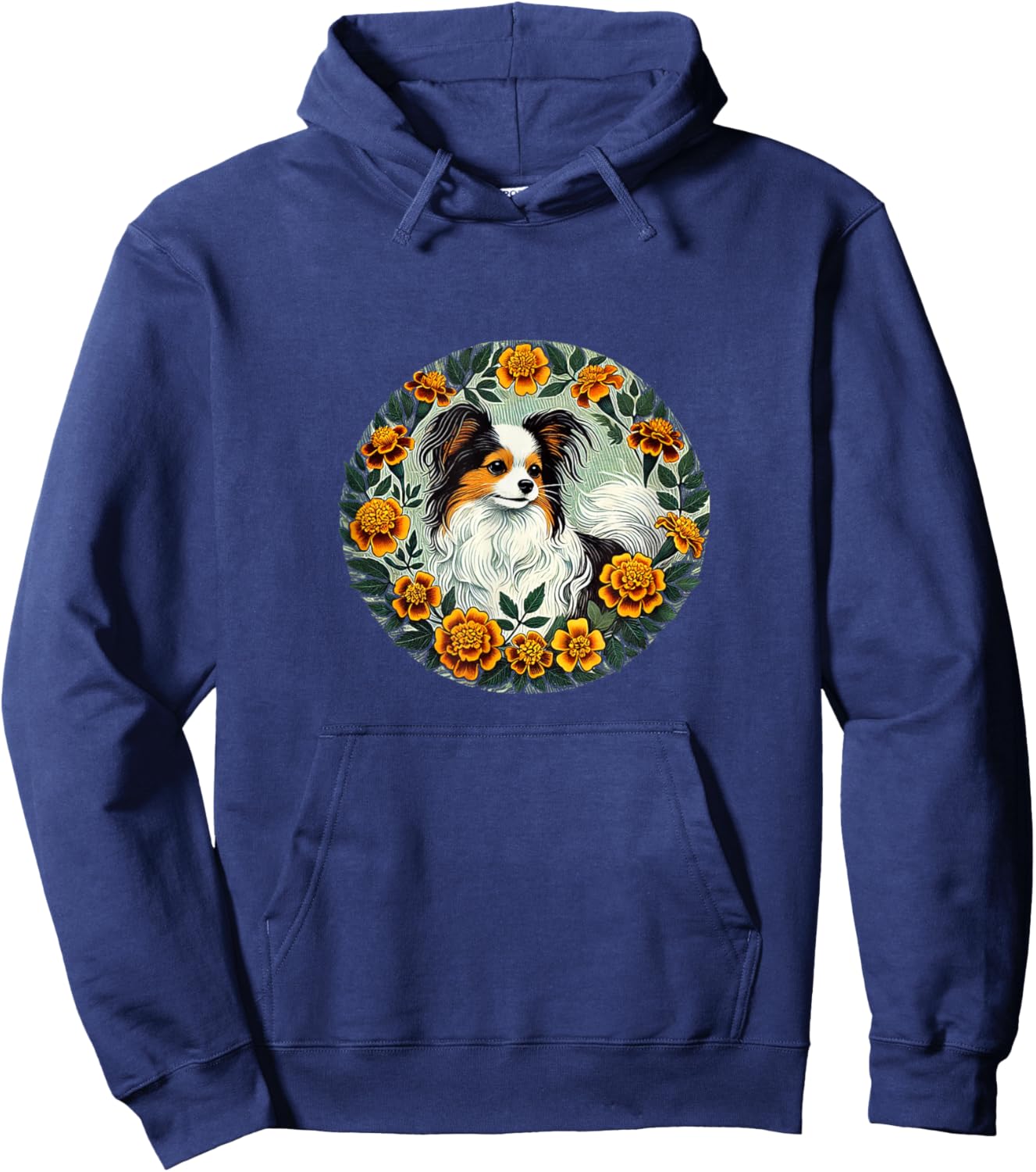 Papillon dog Breed Illustration Hoodie - Hoodie | Navy