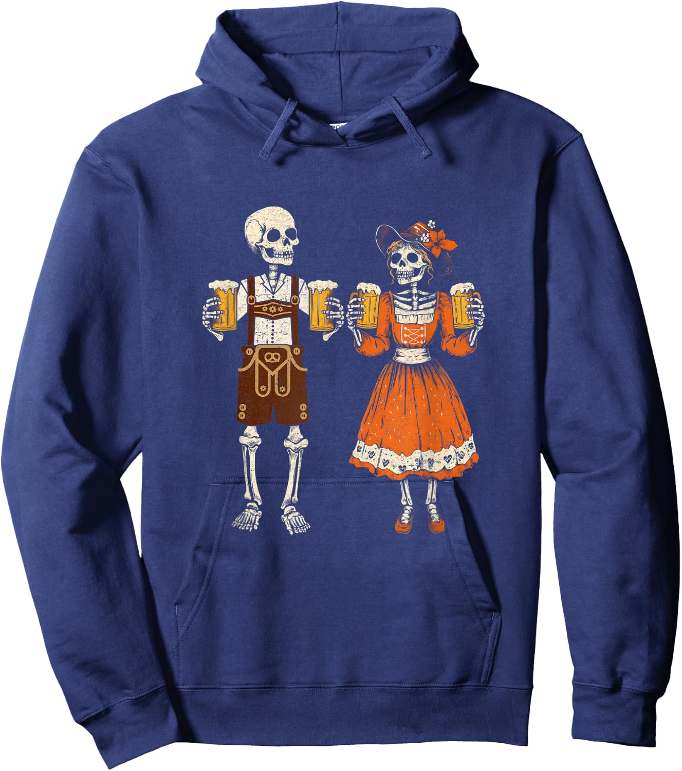 Oktoberfest Beer German Funny Couple Lederhosen Costume Hoodie - Hoodie | Navy