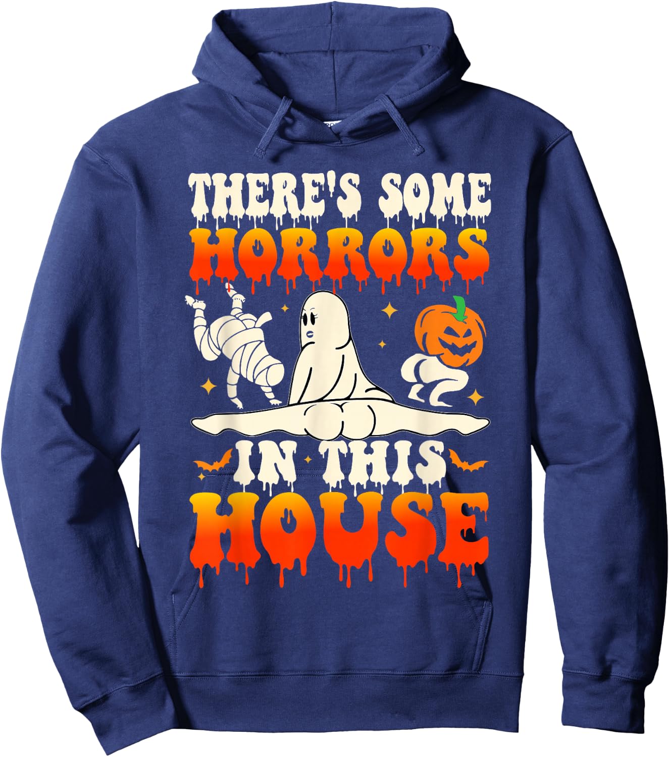 There's Some Horrors In This House Funny Ghost Halloween Hoodie - Hoodie | Navy