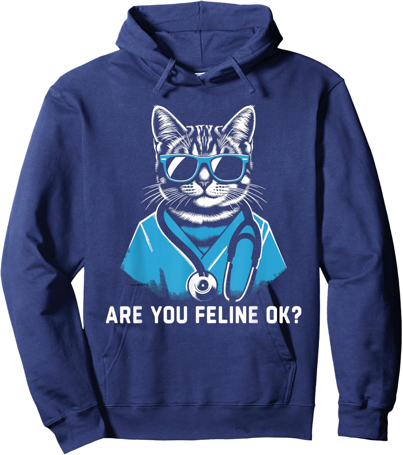 Retro Cat Nurse Gifts Nurse Week Gifts Men Women Funny Nurse Hoodie - Hoodie | Navy