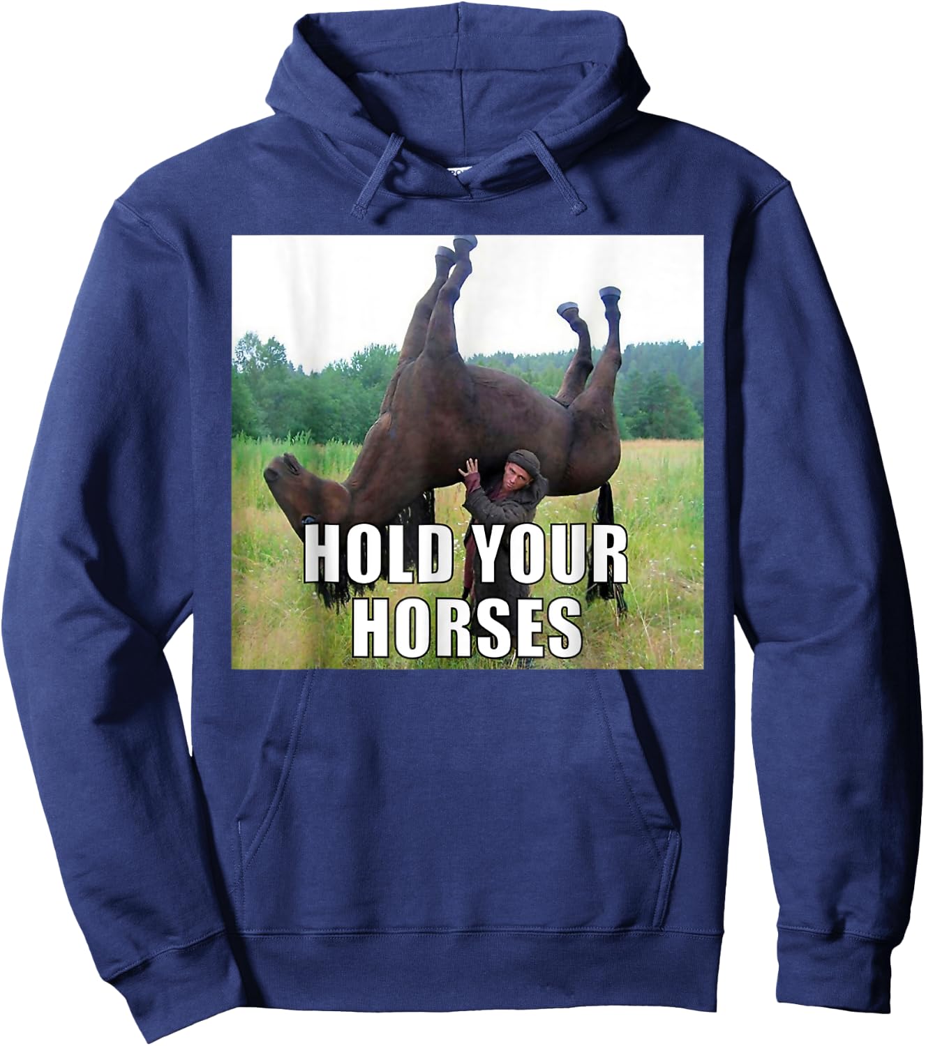 Hold Your Horses Dad Joke Funny Oddly Specific Dank Meme Hoodie - Hoodie | Navy