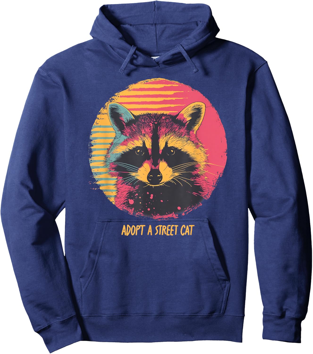 Adopt a Street Cat Raccoon Vintage Trash Panda Funny Graphic Hoodie - Hoodie | Navy