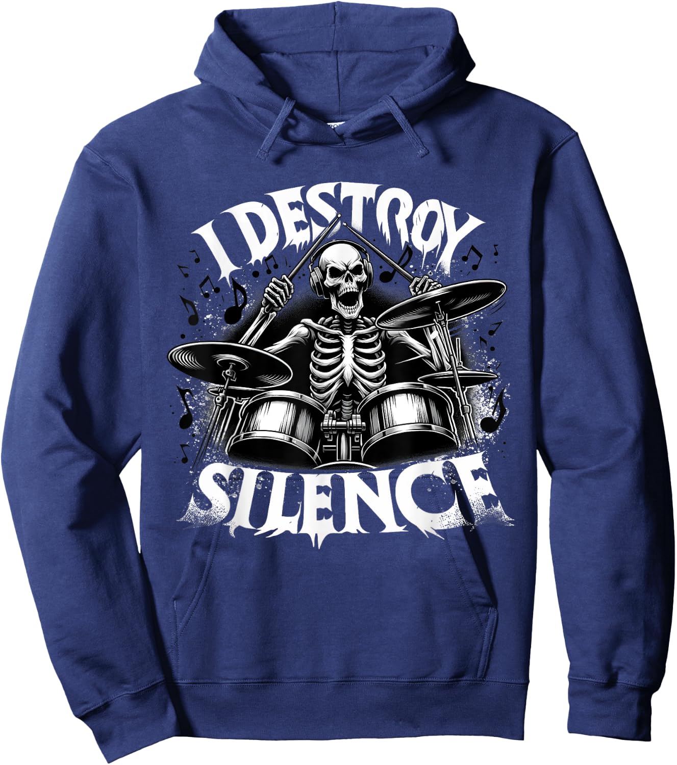 Skeleton Playing Drums - Skull Lover Halloween Costume Hoodie - Hoodie | Navy