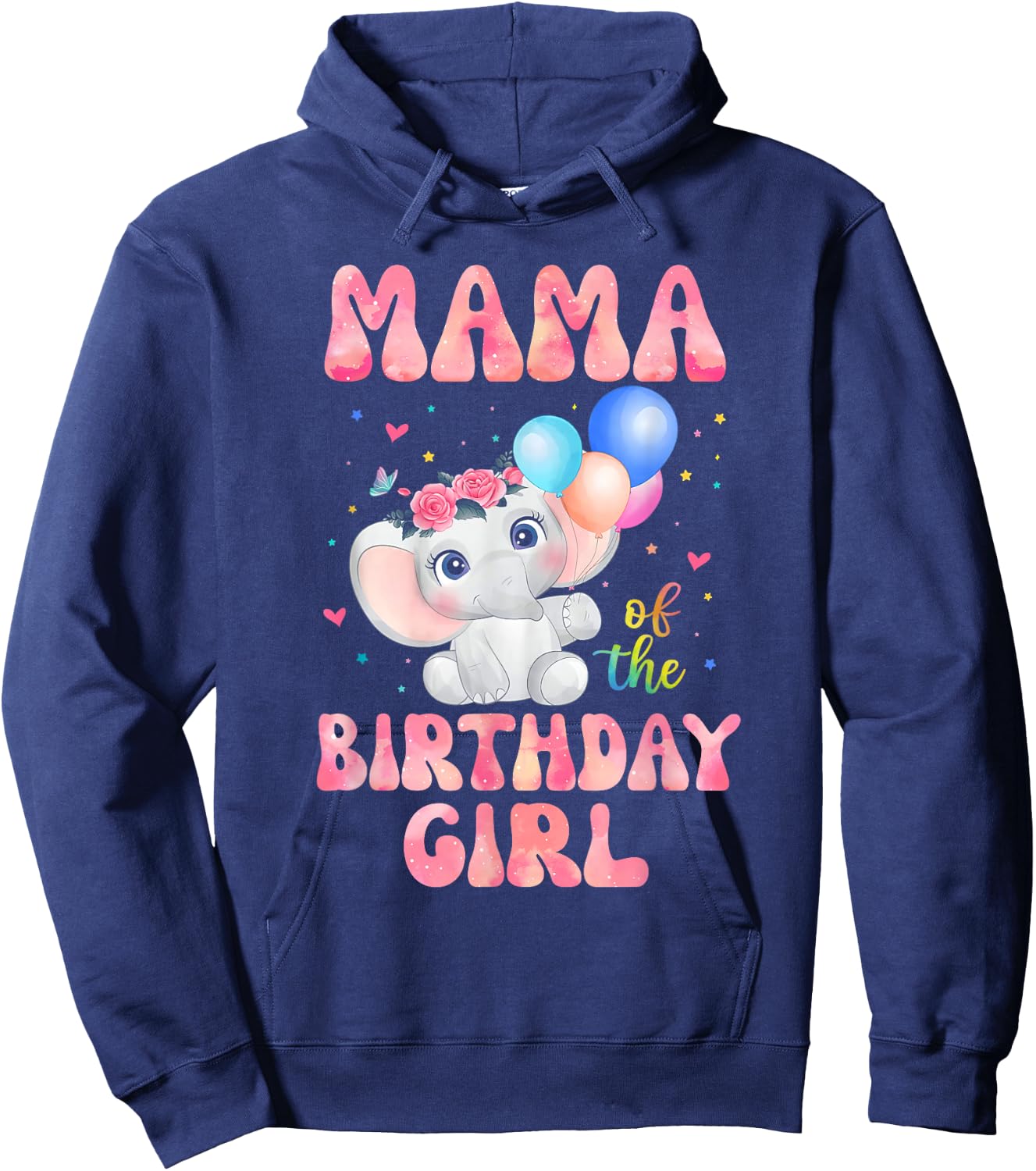 Mama of The Birthday Girl Shirt Elephant Mommy Mom 1st Hoodie - Hoodie | Navy
