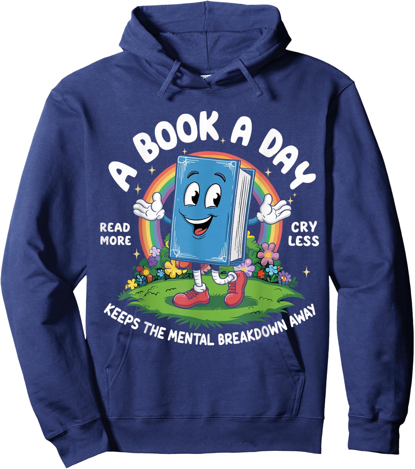 A Book A Day Keeps The Mental Breakdown Away Kids Retro Hoodie - Hoodie | Navy