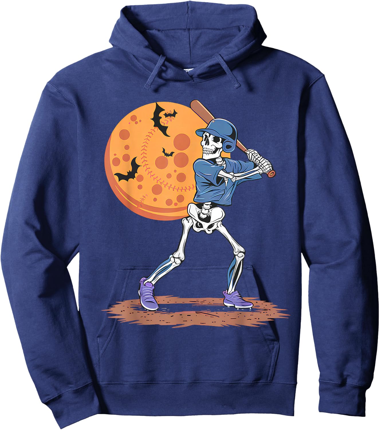 Baseball Skeleton Halloween Player Catcher Pitcher Boys Hoodie - Hoodie | Navy