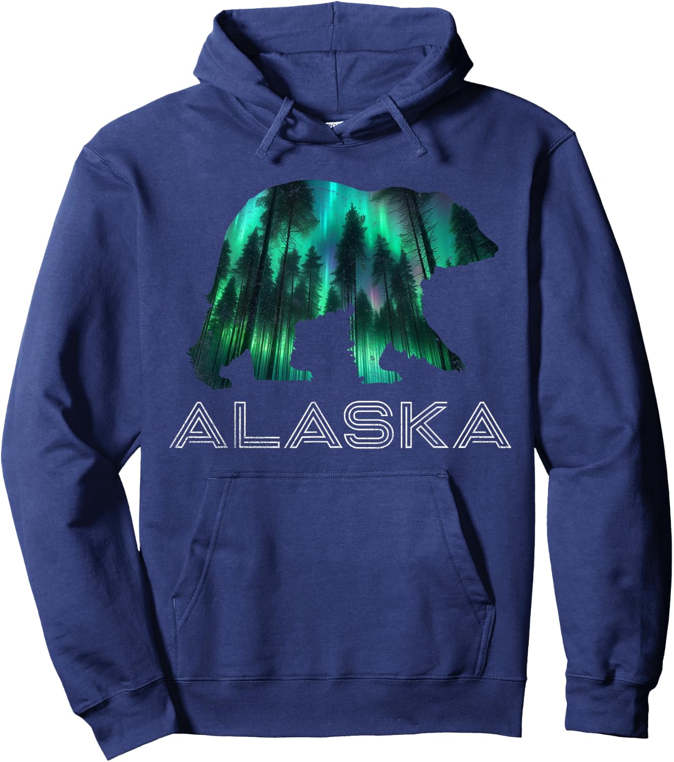 Alaskan Grizzly Bear Alaska Northern Lights Souvenir Hoodie - Hoodie | Navy