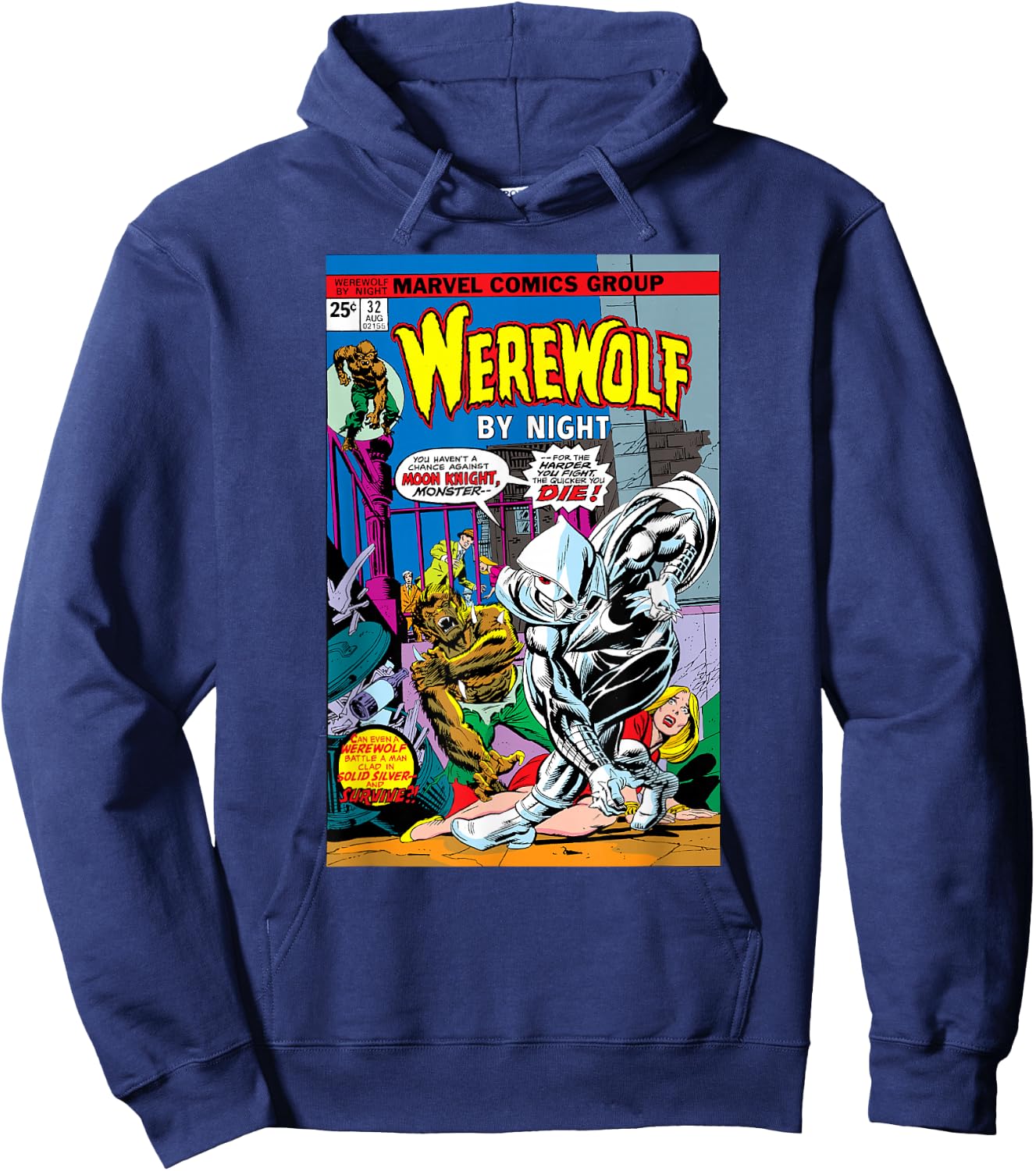 Marvel Moon Knight Werewolf by Night Vintage Comic Halloween Hoodie - Hoodie | Navy