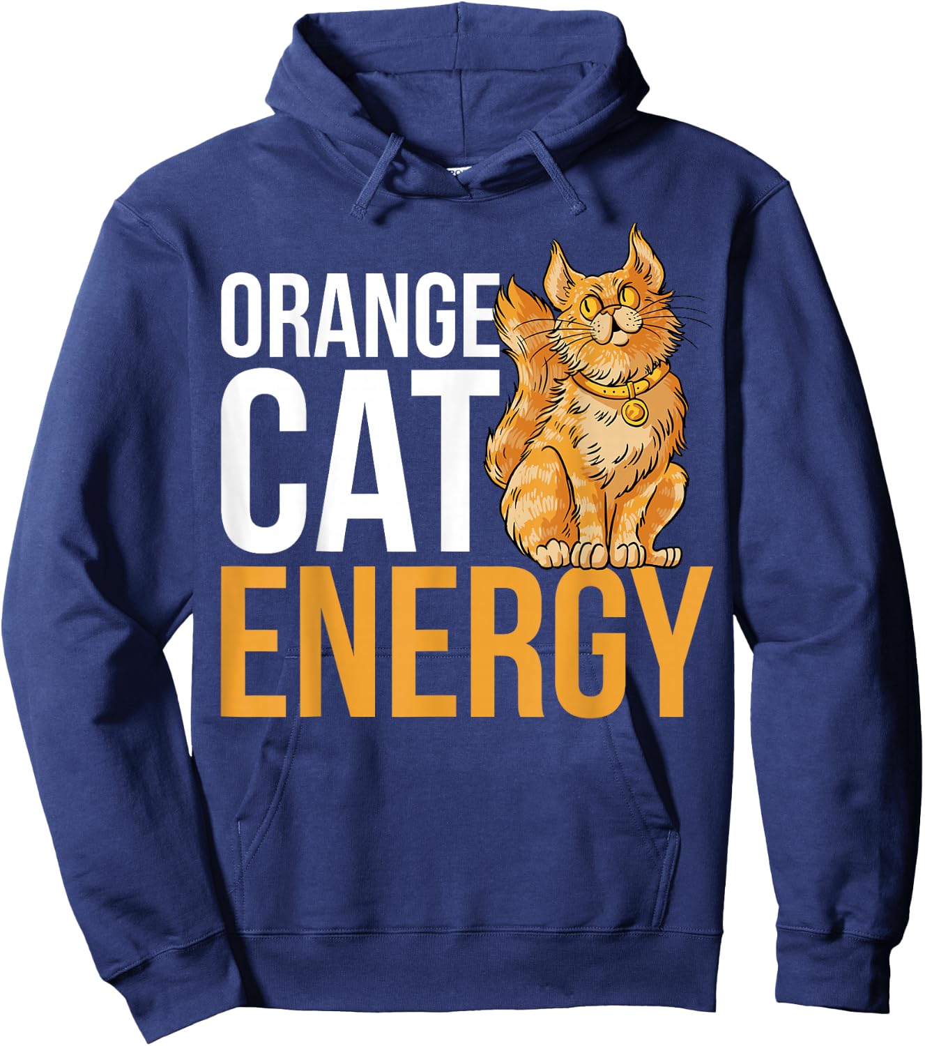Orange Cat Energy Hoodie - Hoodie | Navy