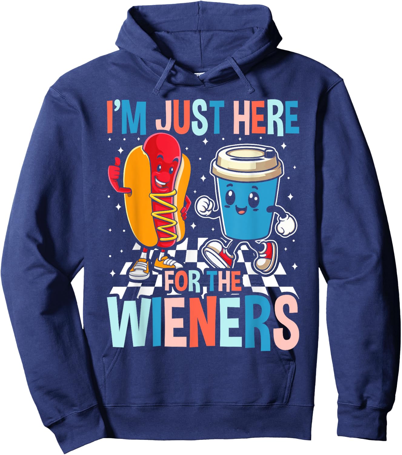Hot Dog I'm Just Here For The Wieners 4Th Of July Women Hoodie - Hoodie | Navy