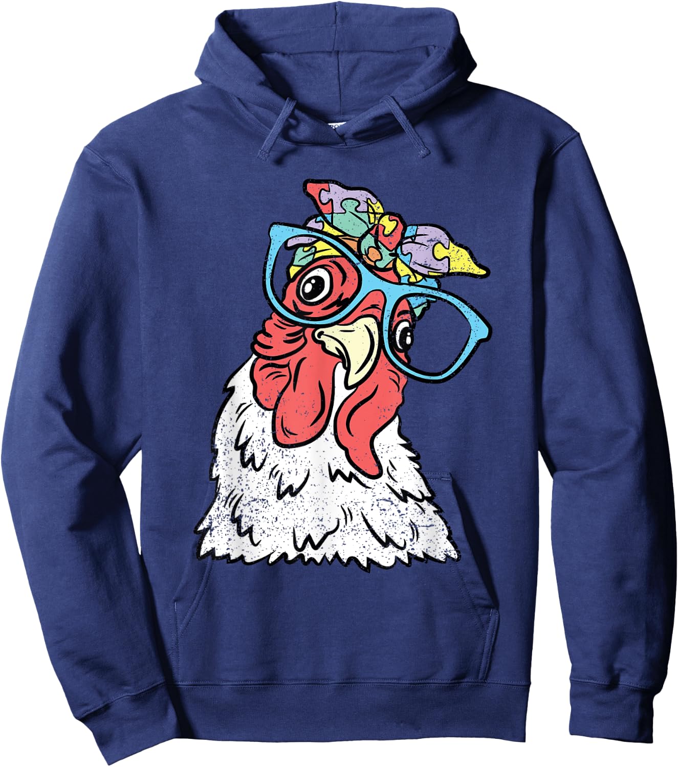 Chicken Puzzle Piece Autism Awareness Autistic Warrior Hoodie - Hoodie | Navy