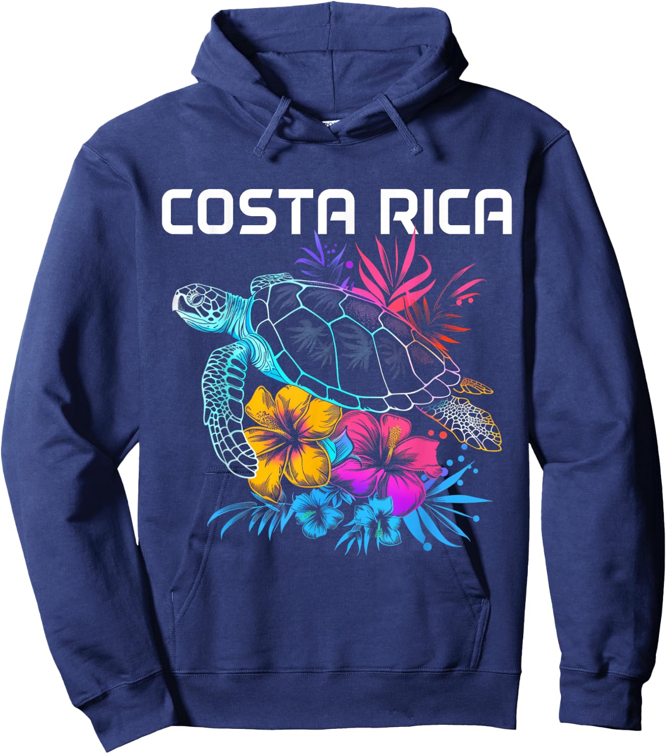 Costa Rica Sea Turtle Flowers Scuba Diving Surfer Souvenir Hoodie - Hoodie | Navy