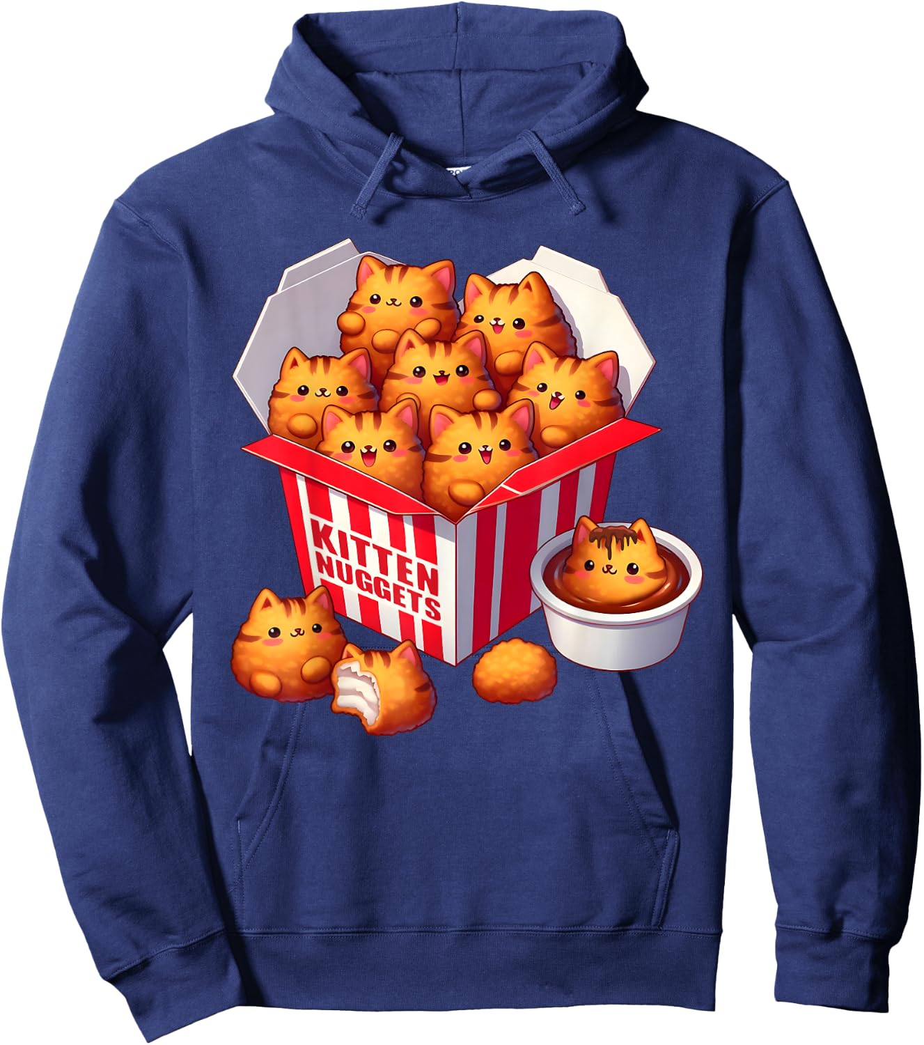 Kitten Nuggets Funny Cats and Chicken Nuggets Lover Hoodie - Hoodie | Navy