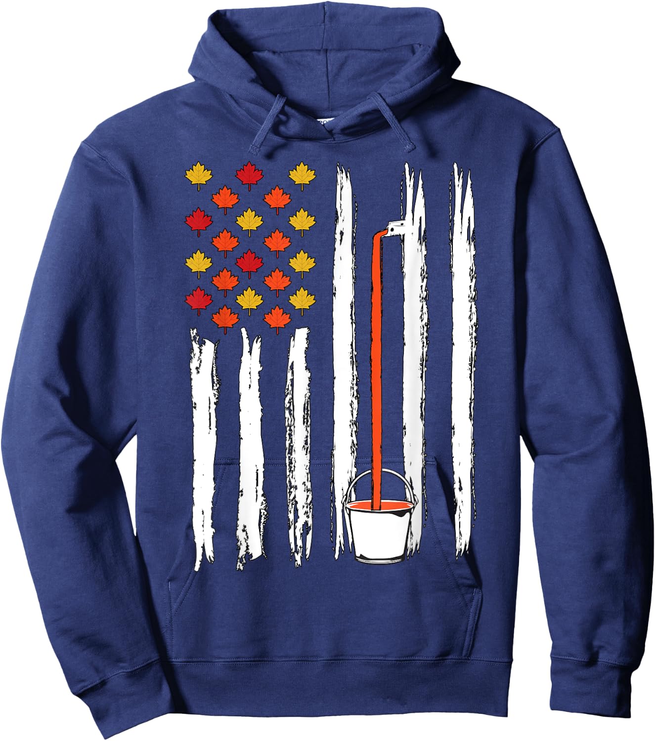 Maple Tapping Flag Sugaring National Maple Syrup Day Hoodie - Hoodie | Navy