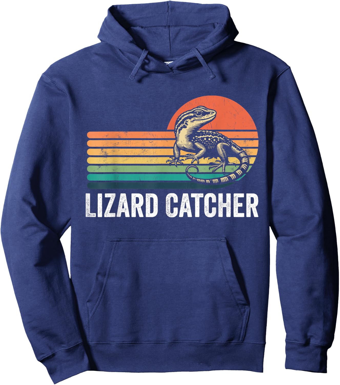 Professional Lizard Catcher Funny Retro Gecko Lizard Hunter Hoodie - Hoodie | Navy