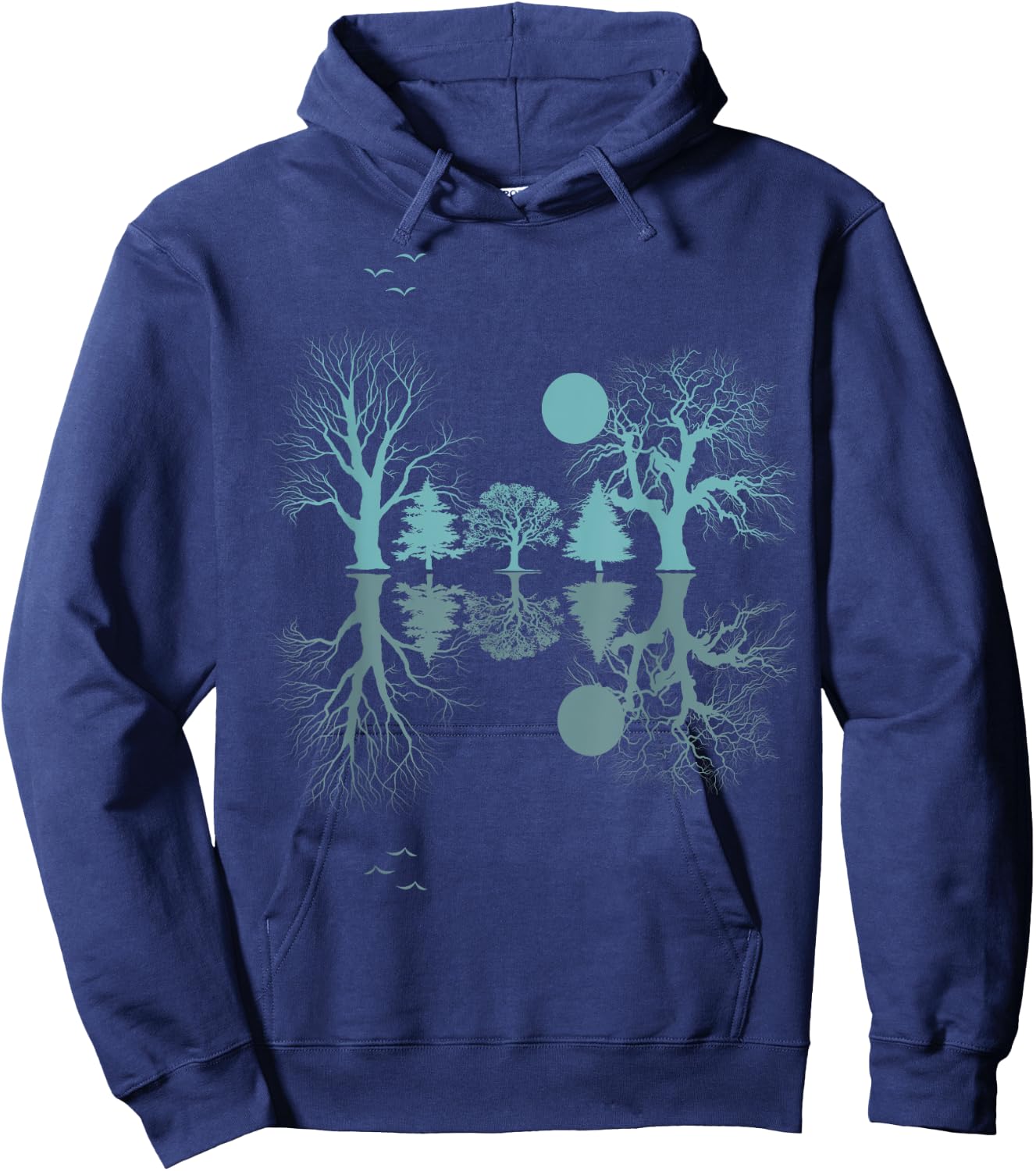 Wildlife Trees Outdoors Nature Retro Forest Vintage Graphic Hoodie - Hoodie | Navy