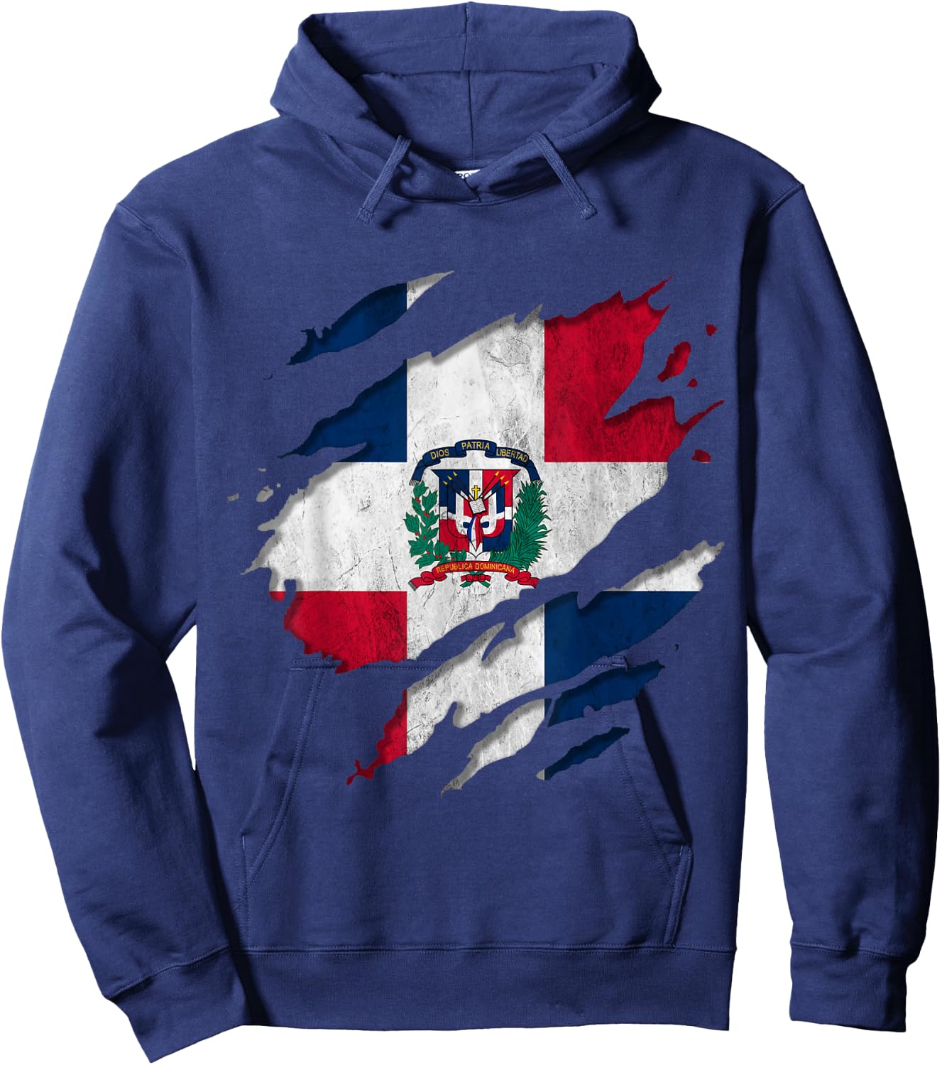 Coat of Arms Republica Dominicana Rip Reveal Dominican Flag Hoodie - Hoodie | Navy