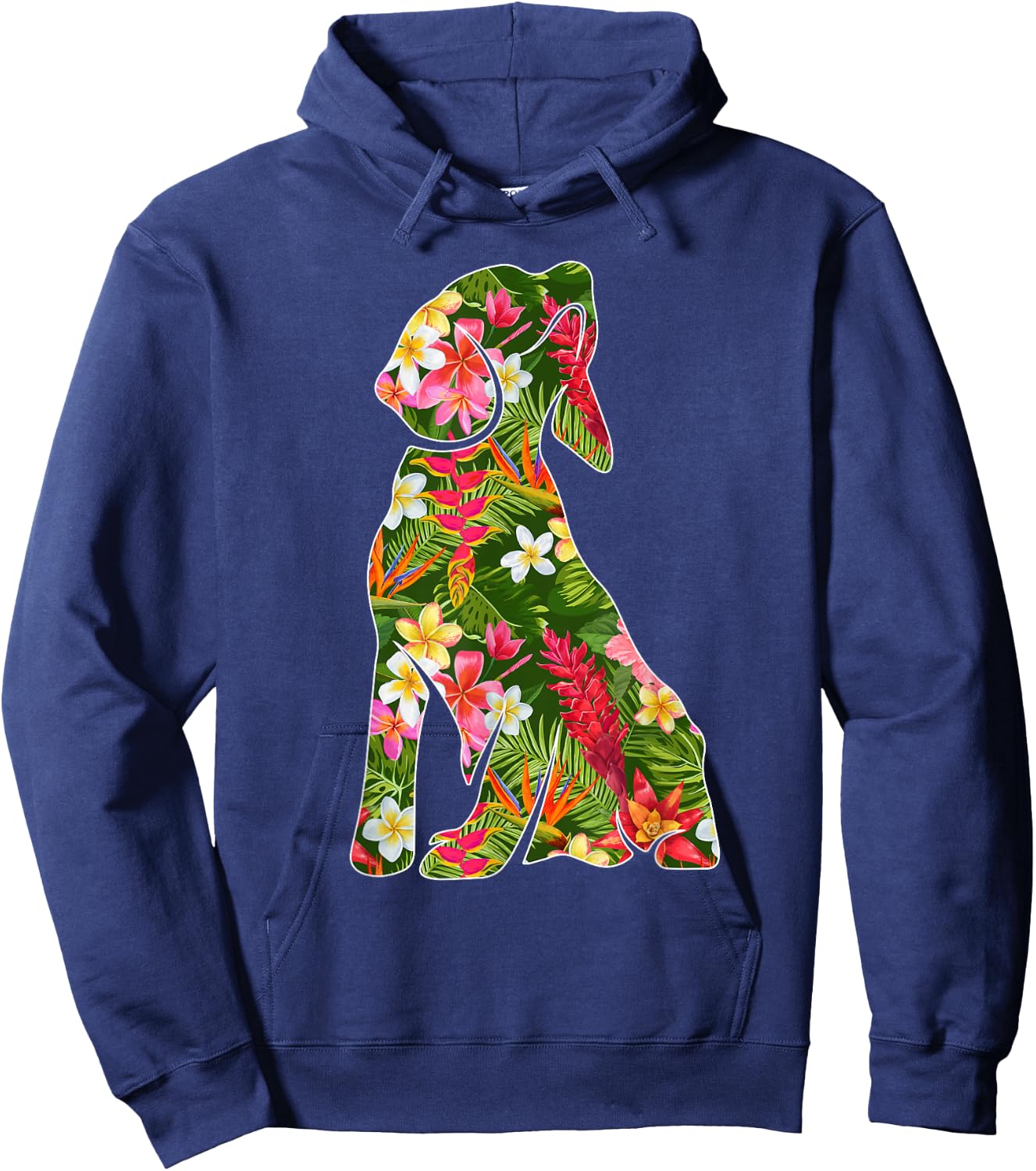 Funny Silhouette Of Beagle Dog Hawaiian Floral Summer Vibes Women Kids Hoodie - Hoodie | Navy