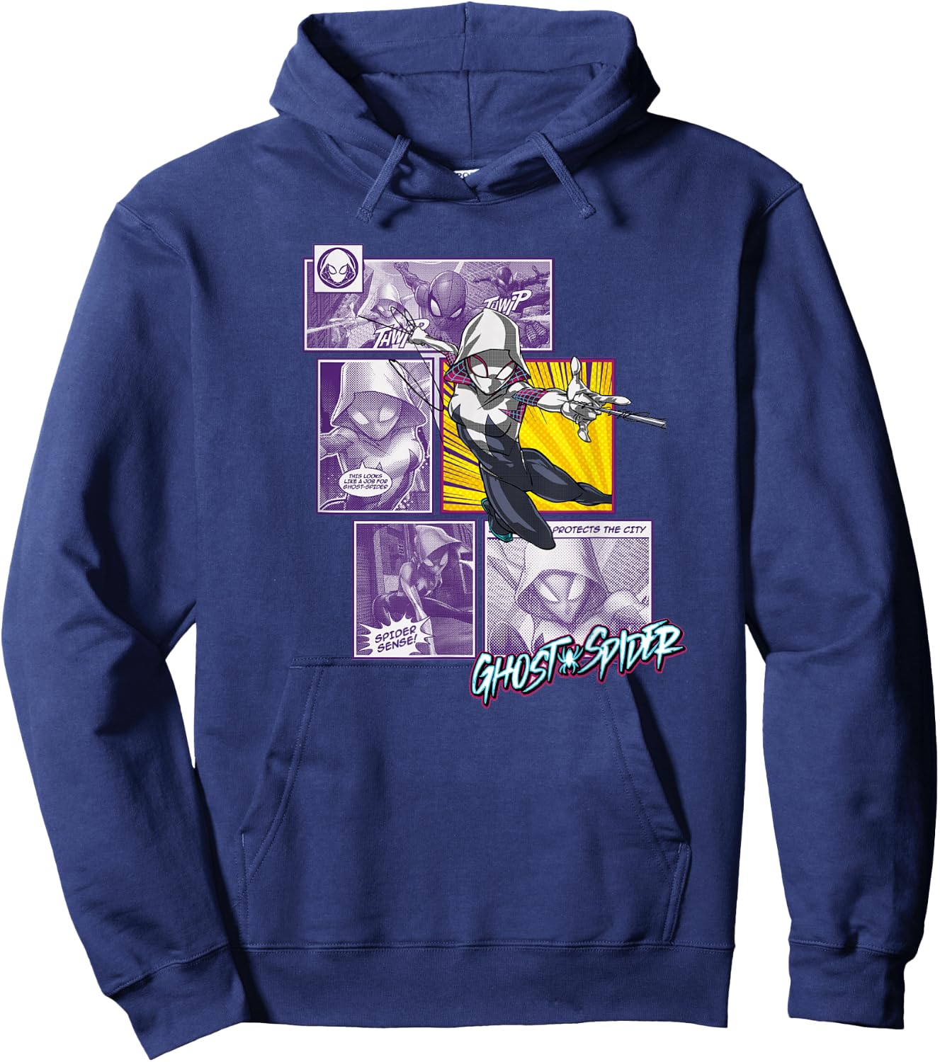 Marvel Comics Spider-Gwen Ghost-Spider Comic Panel Hoodie - Hoodie | Navy
