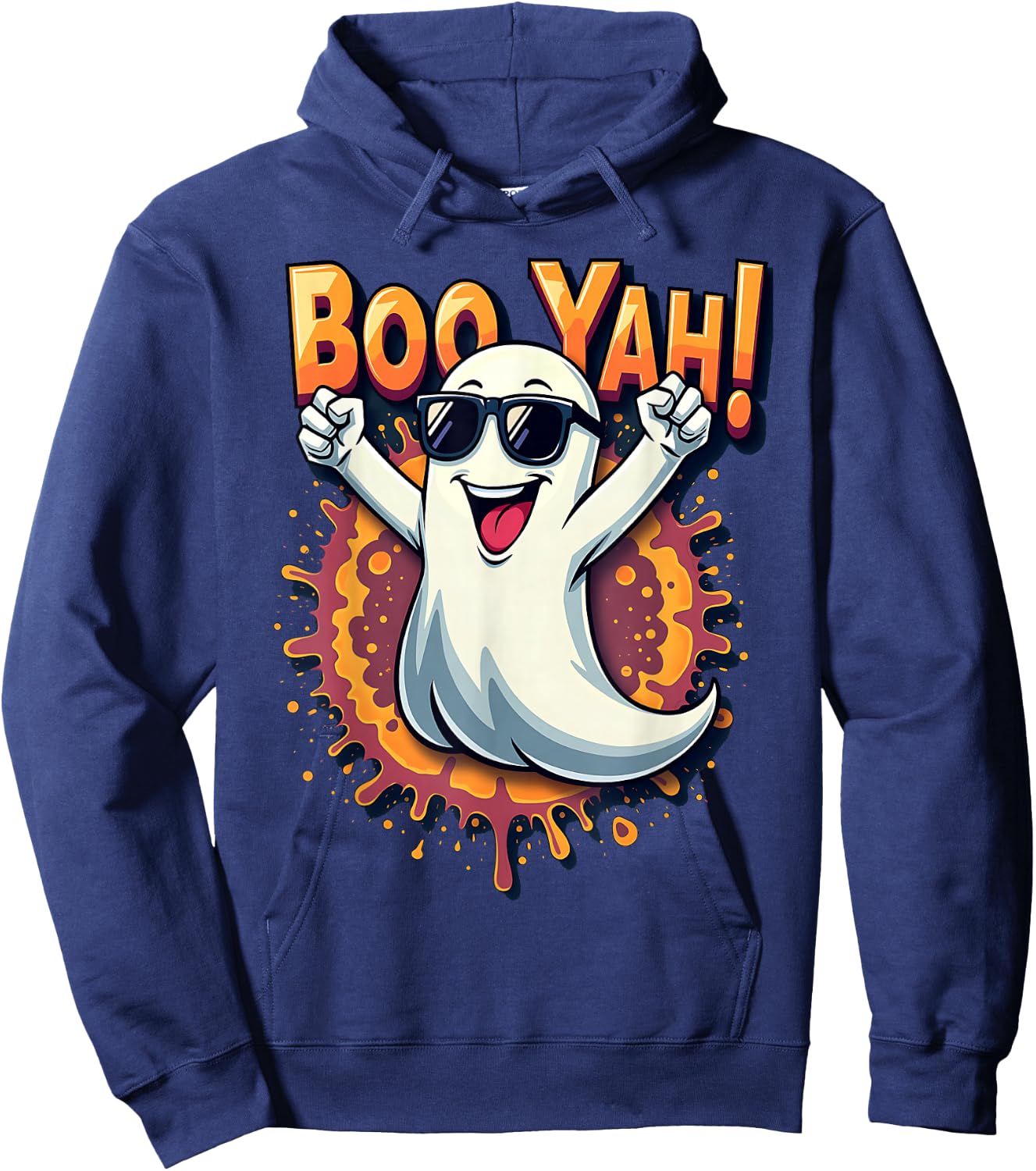Funny Cool Boo Yah Booyah Rocking Ghost Spooky Boo Halloween Hoodie - Hoodie | Navy