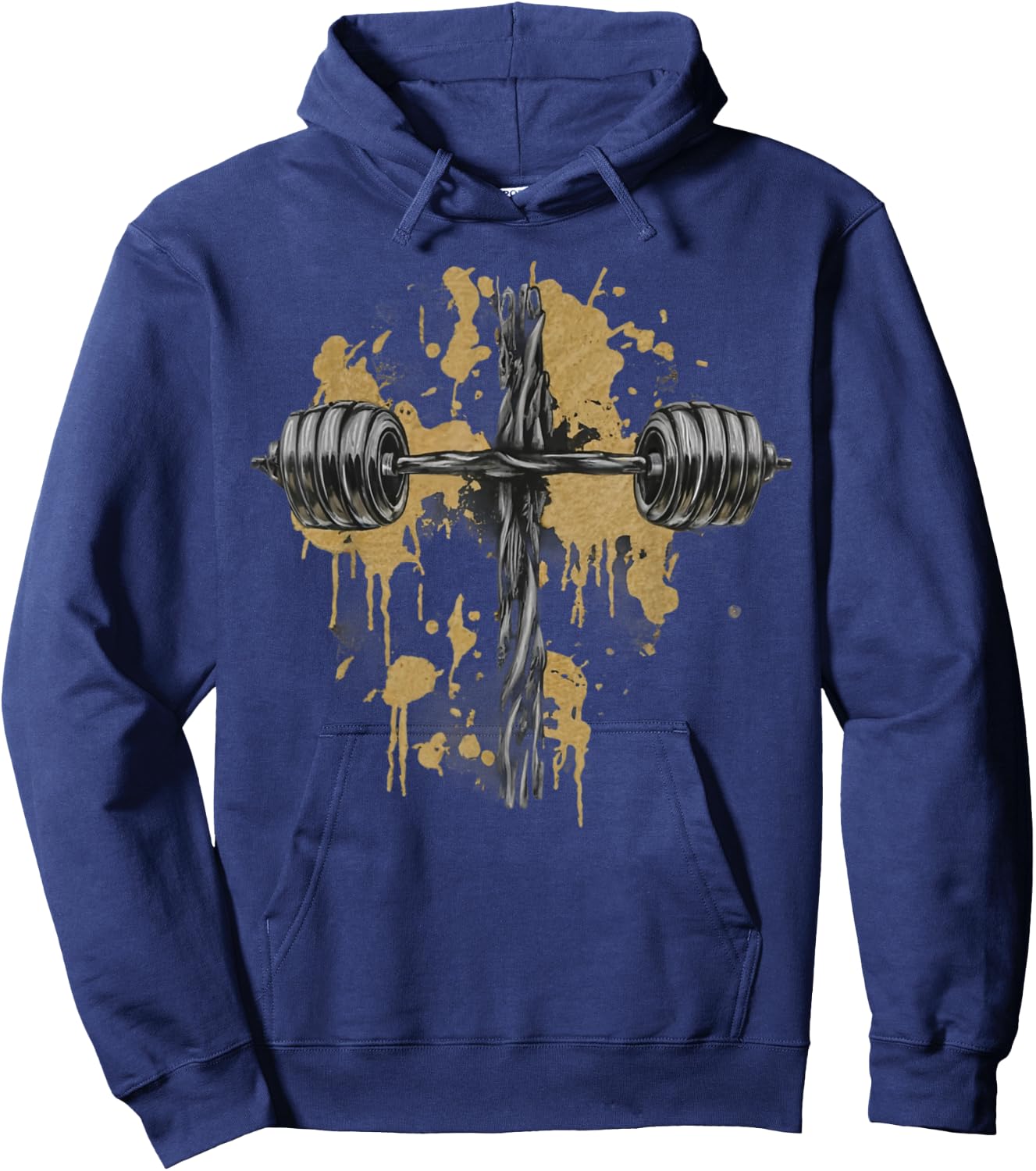 Barbell Cross Funny Christian Gym Jesus Weight Lifting God , Small, Black Hoodie - Hoodie | Navy