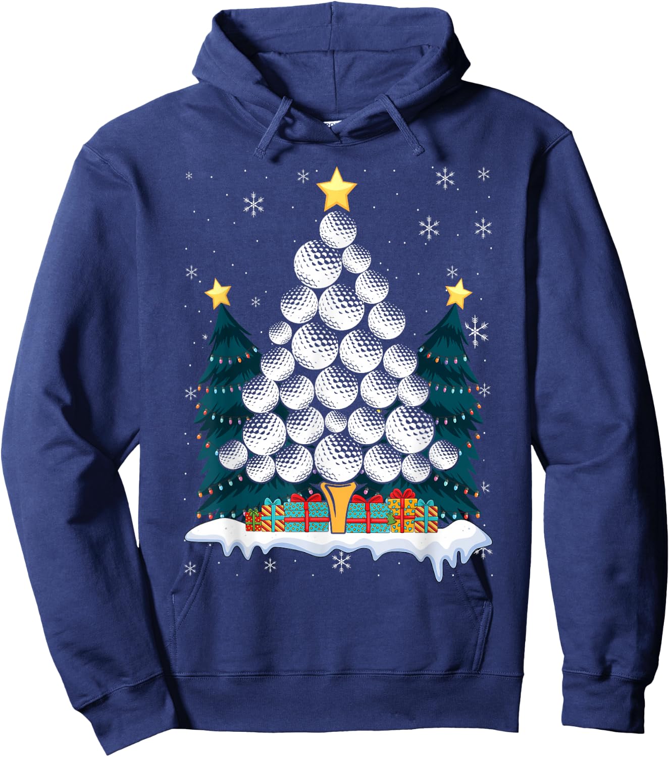 Golf Balls Christmas Tree Xmas Golfing Golfer Christmas Golf Hoodie - Hoodie | Navy