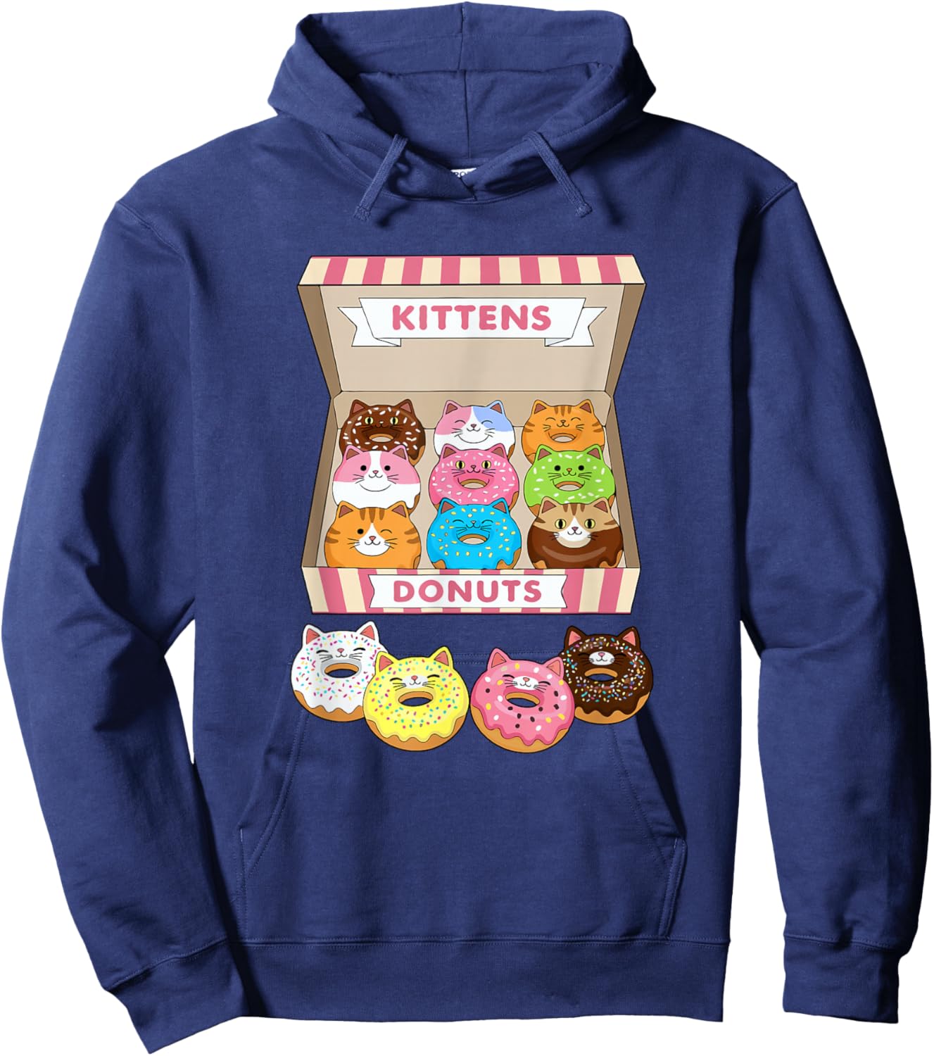 Kittens Donuts Pastry Cat Lover Cute Doughnut Cats Kitten Hoodie - Hoodie | Navy