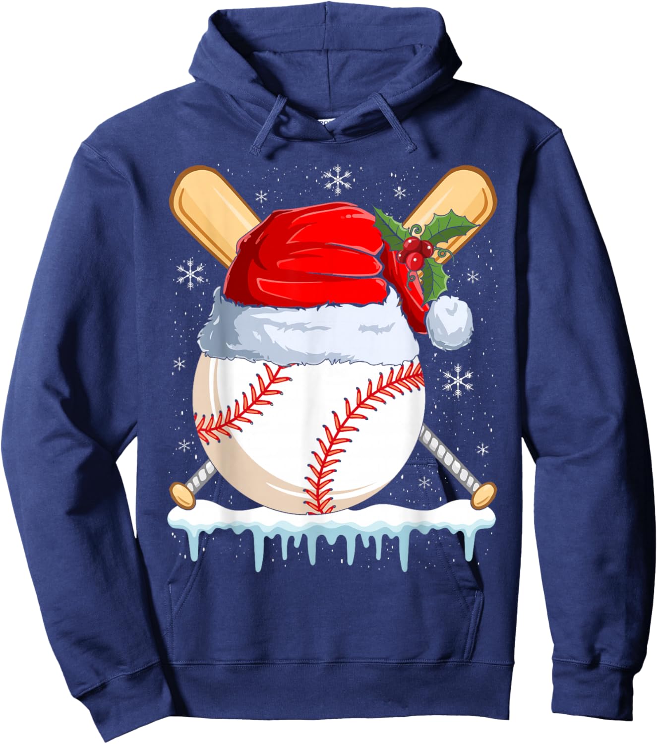 Christmas Baseball Player Santa Sports Design Boys Hoodie - Hoodie | Navy