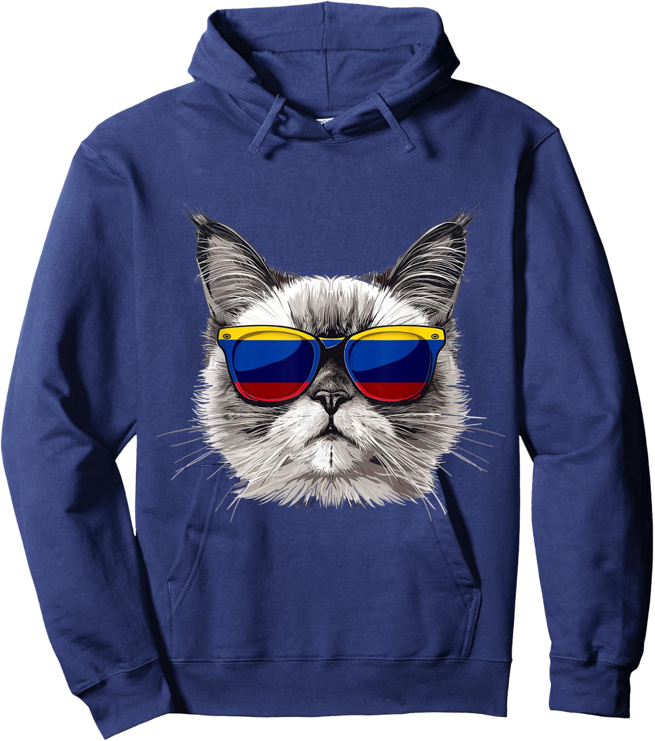Colombia Flag Cat Mom Souvenirs Products Kitten Colombian Hoodie - Hoodie | Navy