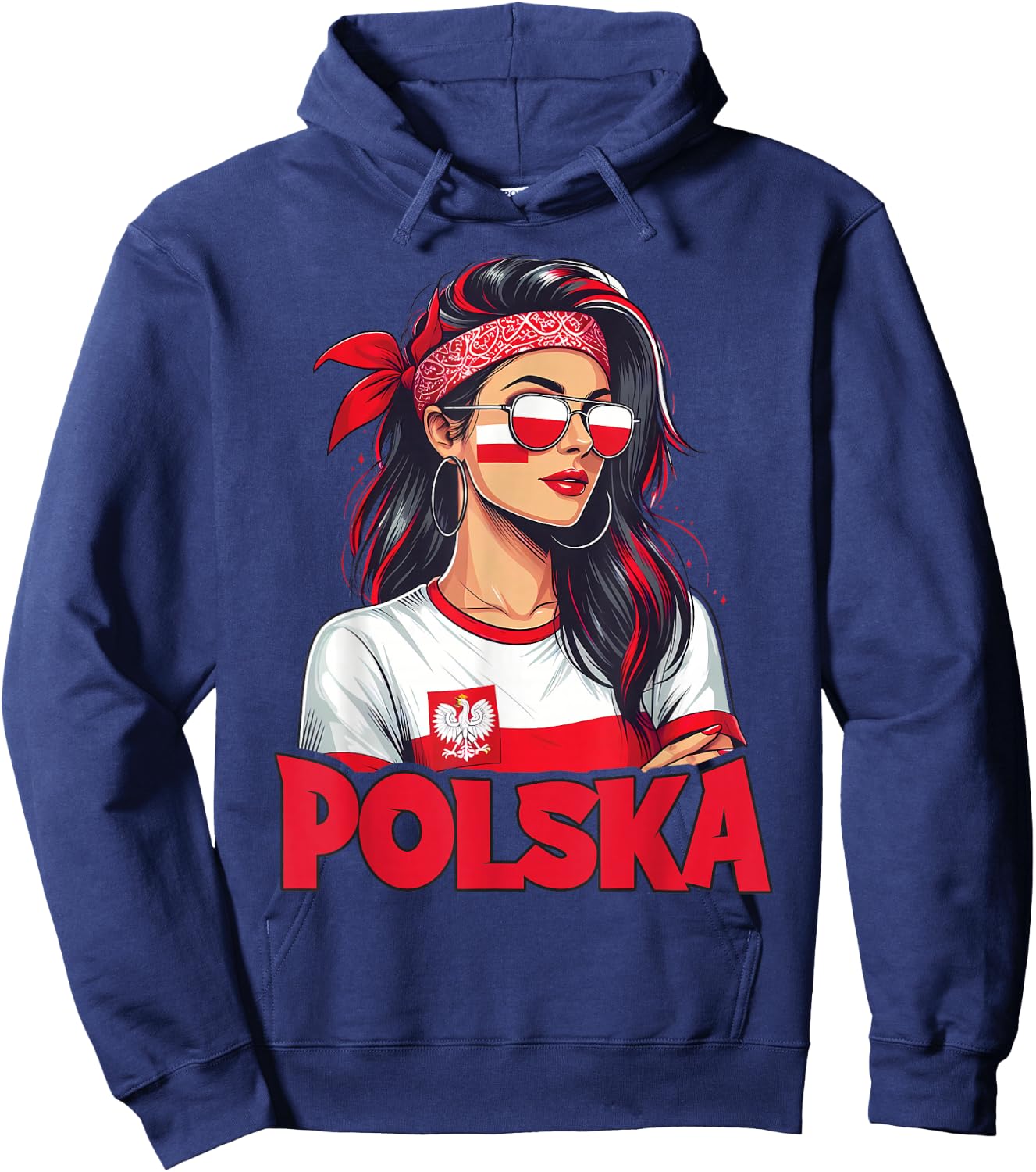 Poland Flag Woman Sunglasses Girls Polska Hoodie - Hoodie | Navy