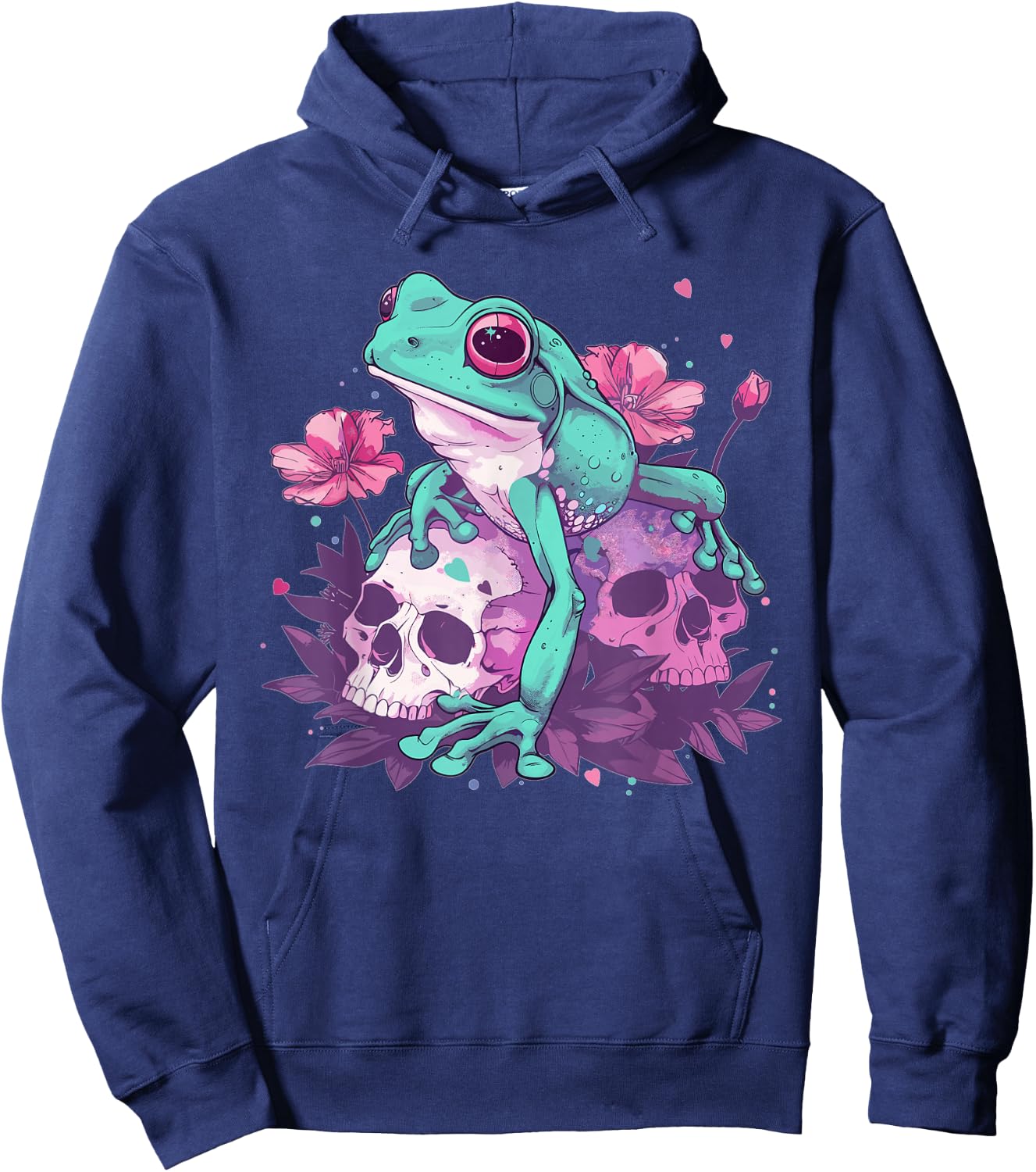 Cute Pastel Goth Frog , Small, Black Hoodie - Hoodie | Navy
