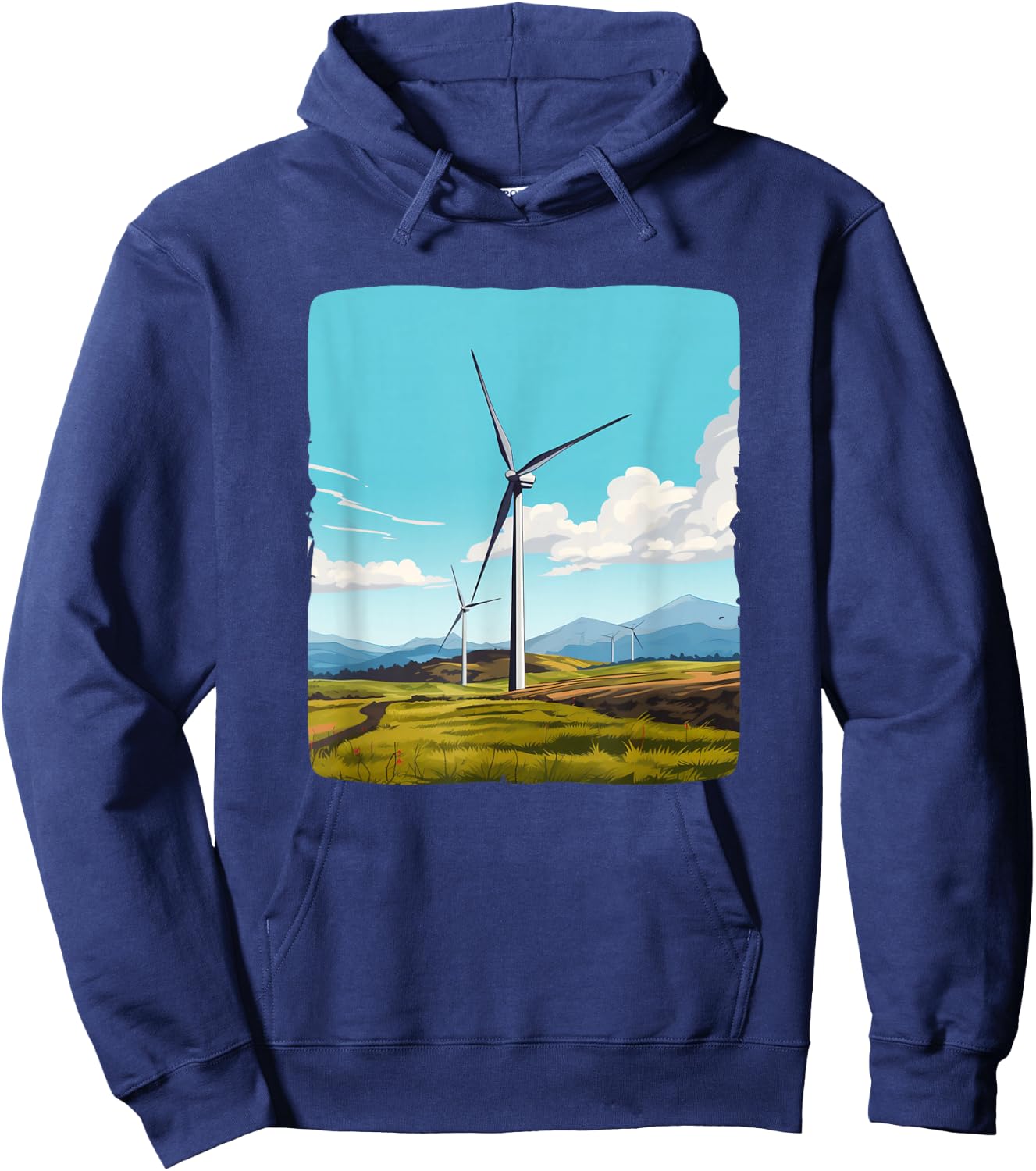 Nice meadow with wind turbine for boys and girls Hoodie - Hoodie | Navy