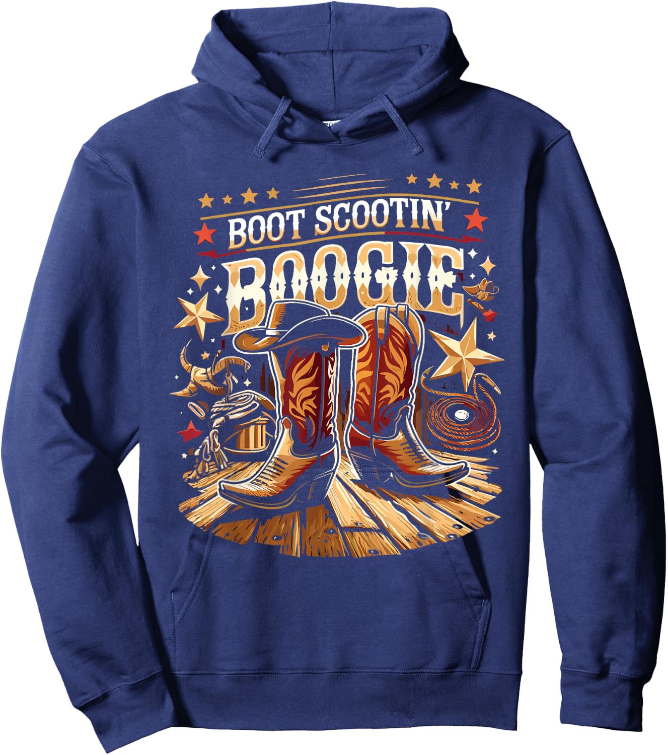 Boot Scootin’ Boogie Cowboy Western Cowboy Boots Hoodie - Hoodie | Navy
