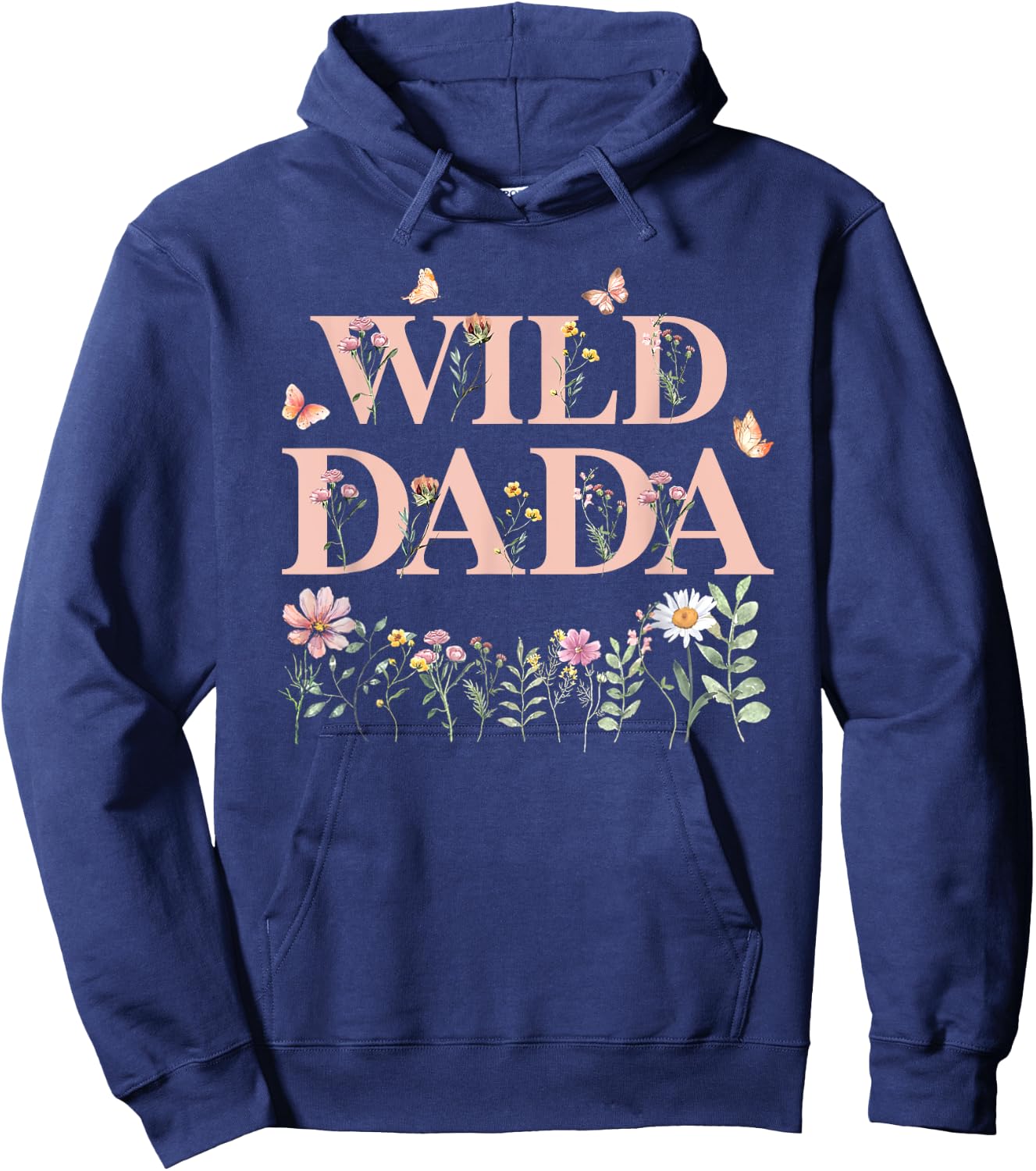 Wild Dada Wildflower Watercolor Floral 1st Birthday Dad Hoodie - Hoodie | Navy